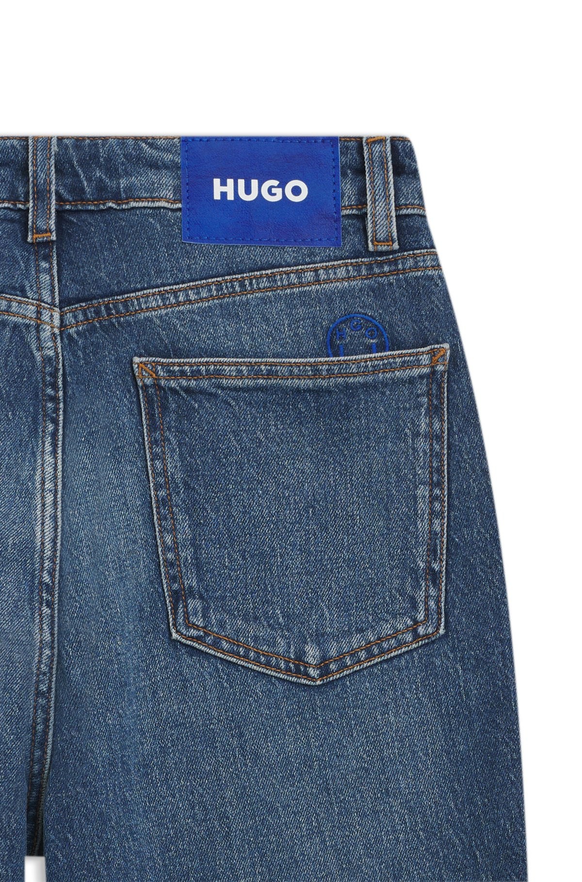 MOM JEANS IN MEDIUM-BLUE STRETCH DENIM - 6