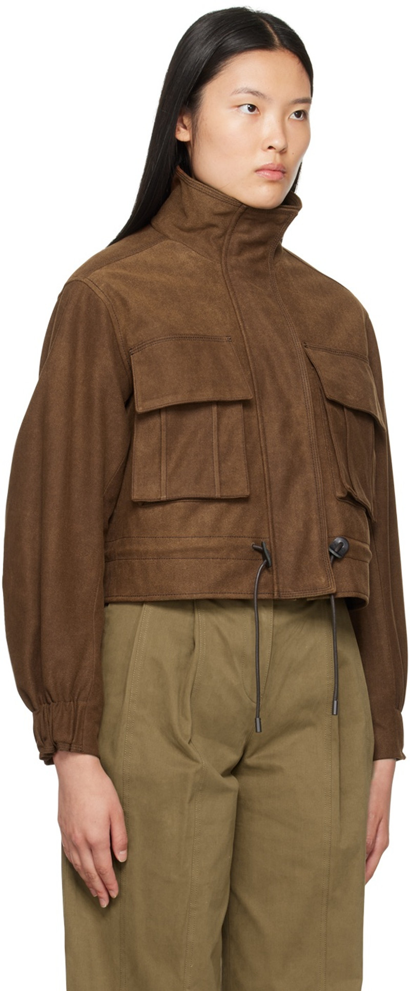 LVIR Brown Drawstring Faux-Leather Jacket outlook
