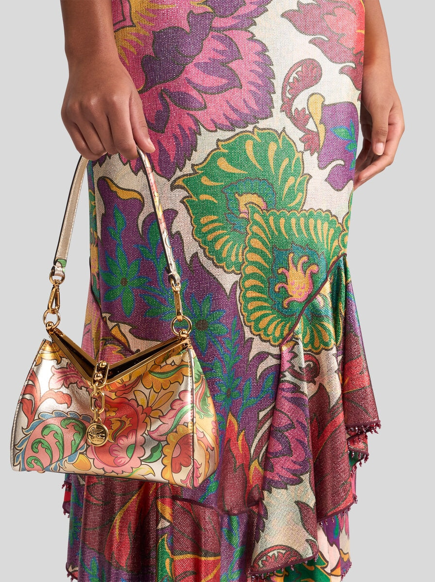 SMALL LAMINATED VELA BAG WITH FLOWERS - 2