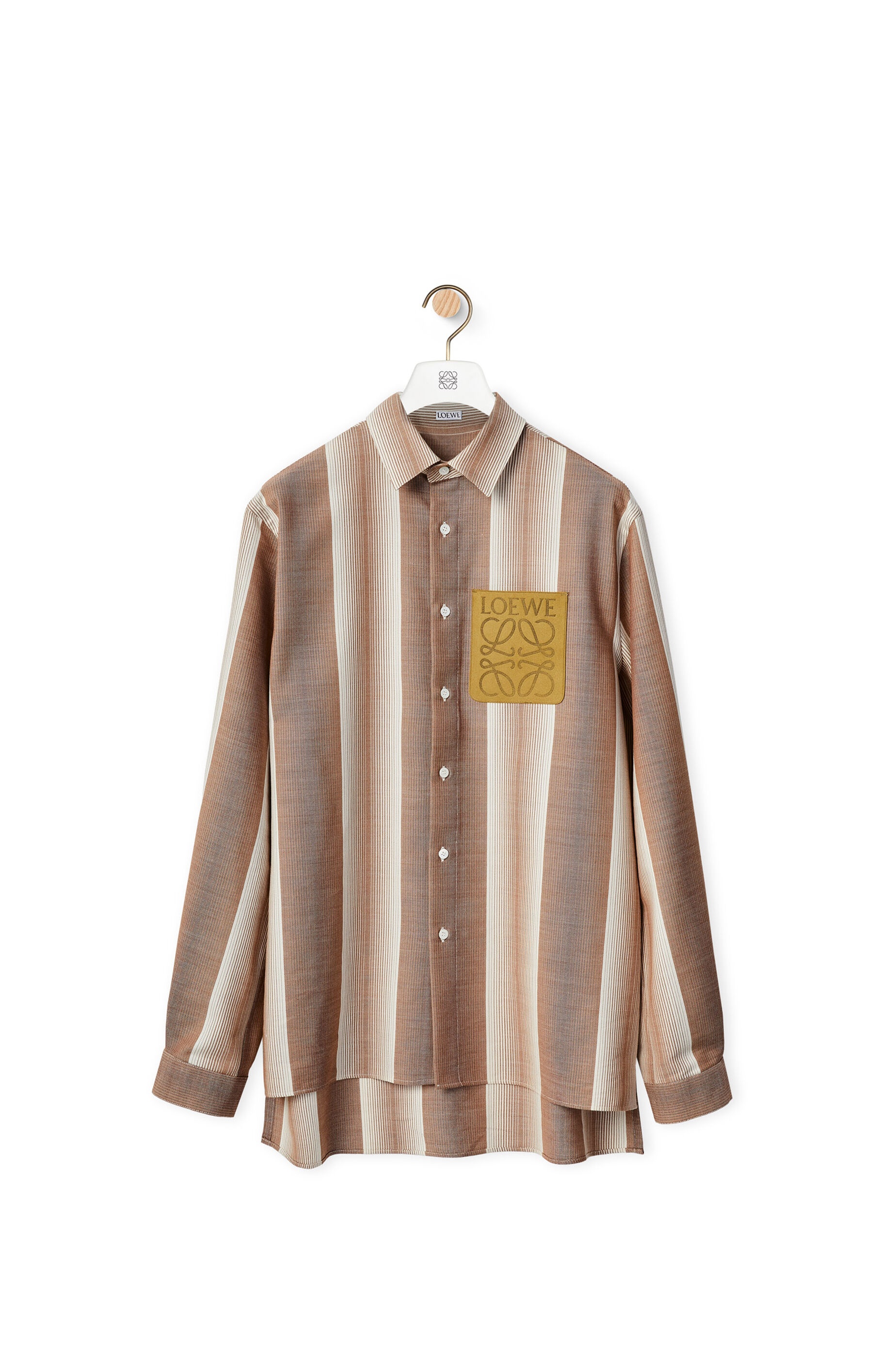 Stripe overshirt in wool and cotton - 1