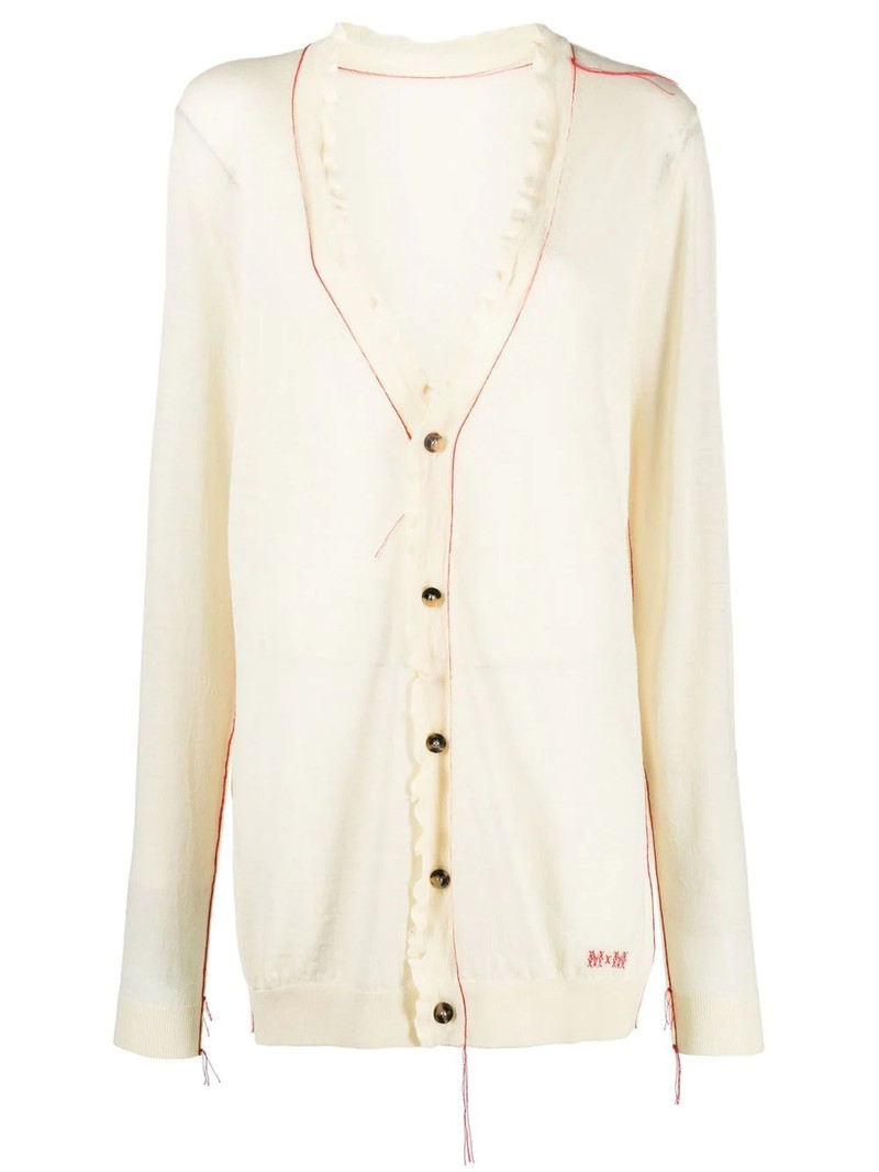 contrast-stitch logo-embroidered cardigan 1