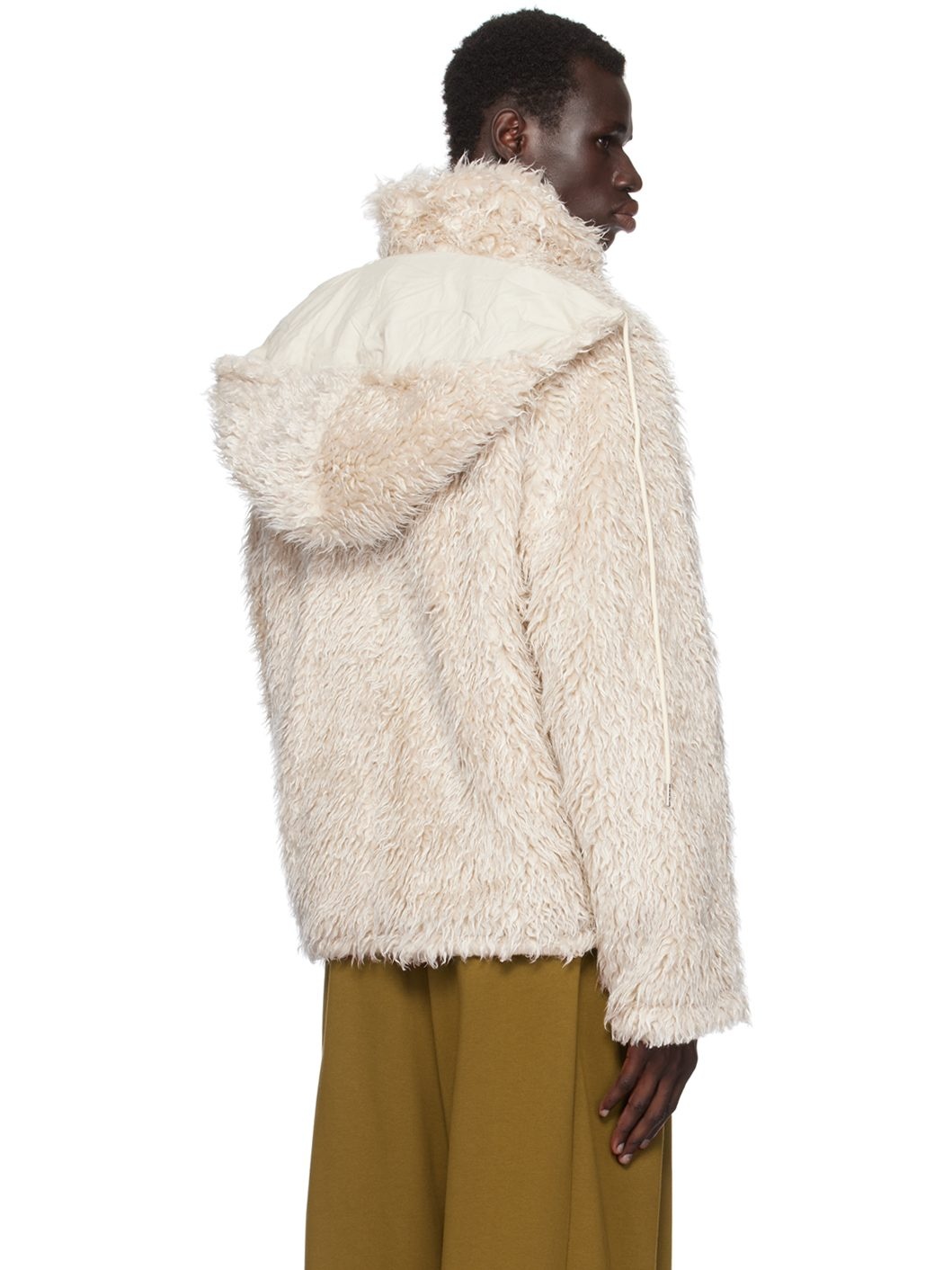 Beige Shaggy Faux-Fur Jacket - 3