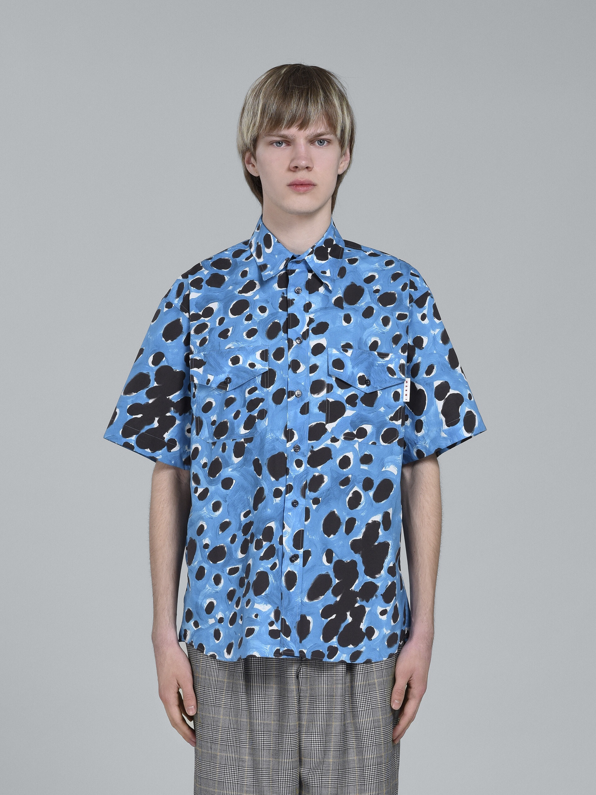 BLUE POP DOTS PRINT POPLIN SHIRT - 2