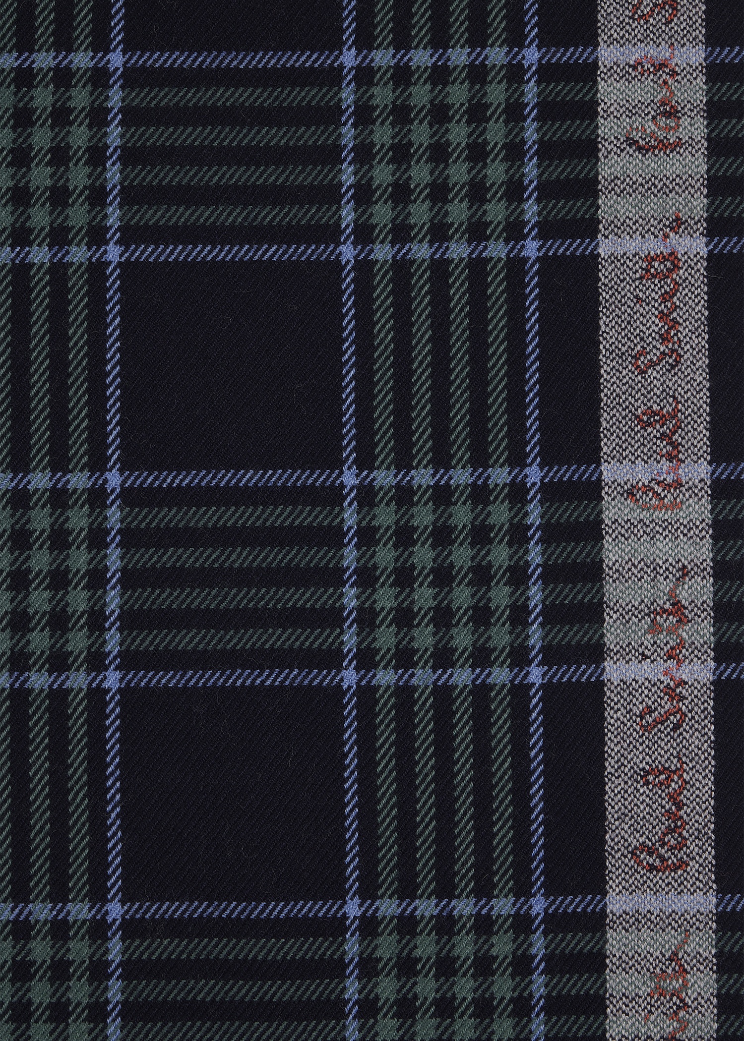 Navy Border Check Scarf - 3
