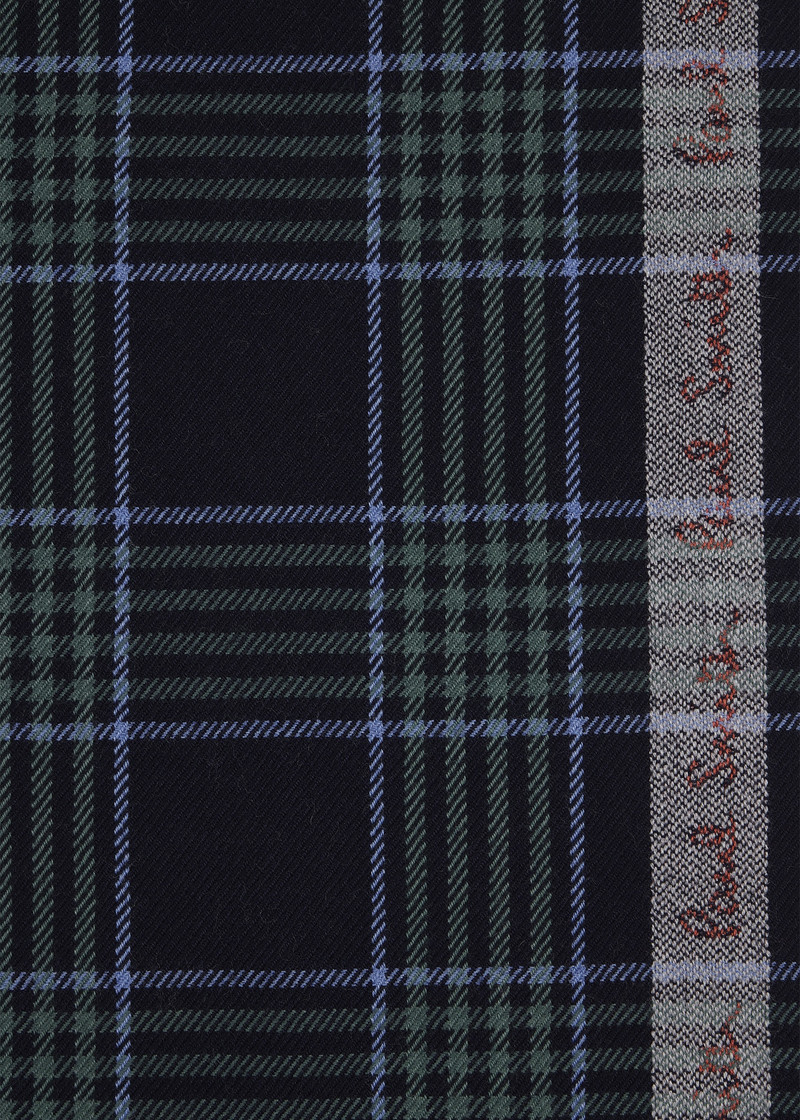 Navy Border Check Scarf 3