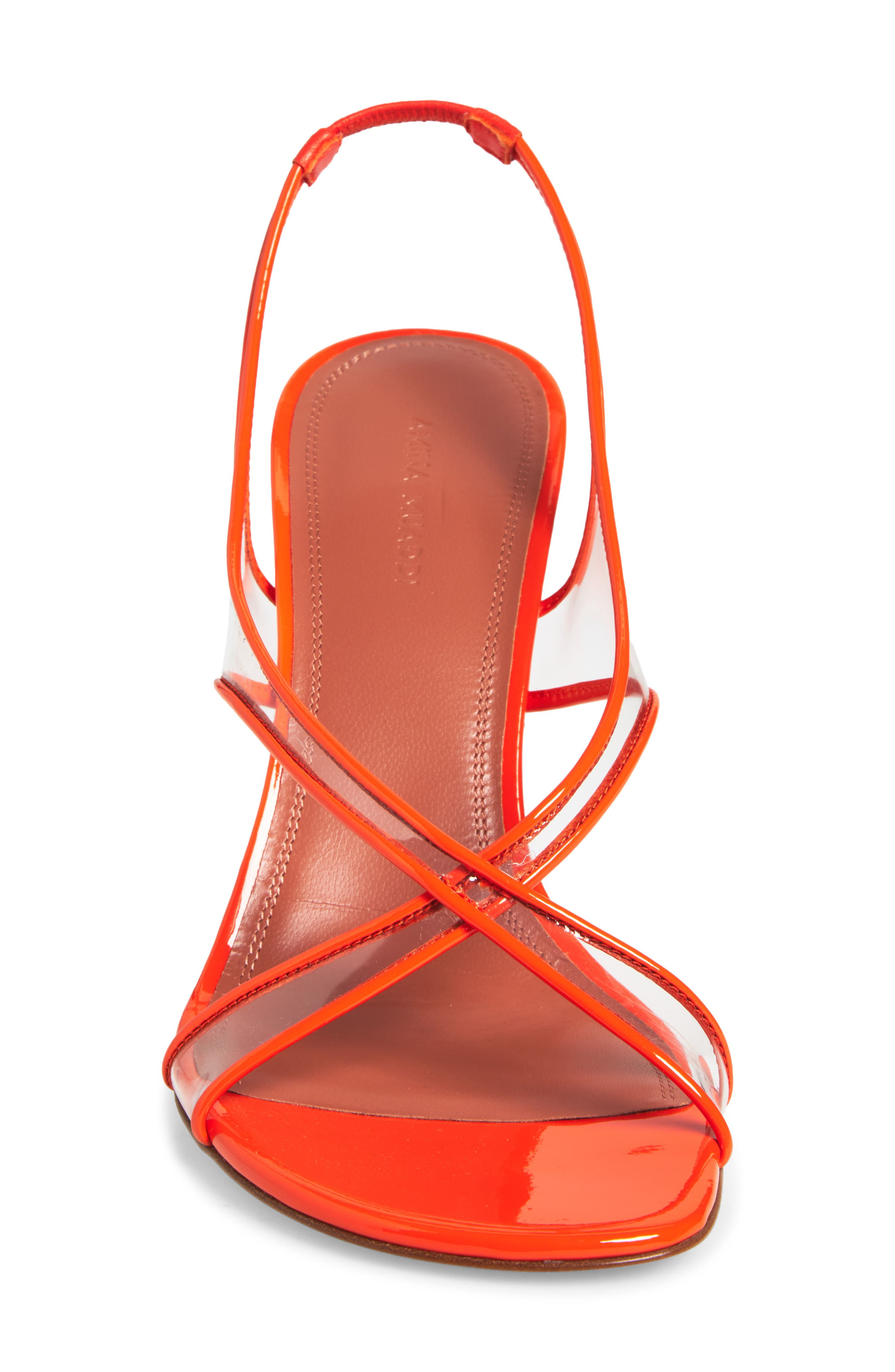 Amina Muaddi Lena Slingback Sandal in Patent Orange/Transparent at Nordstrom - 4