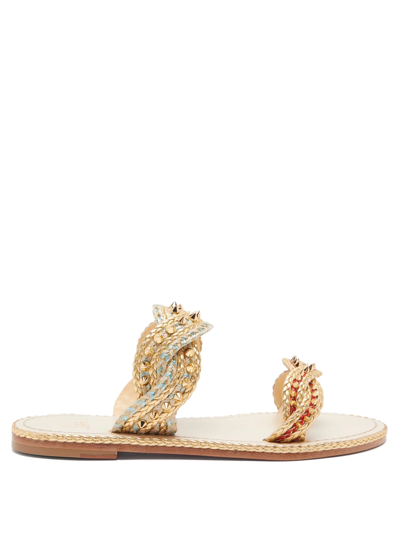 Normandie braided-strap leather slides - 1