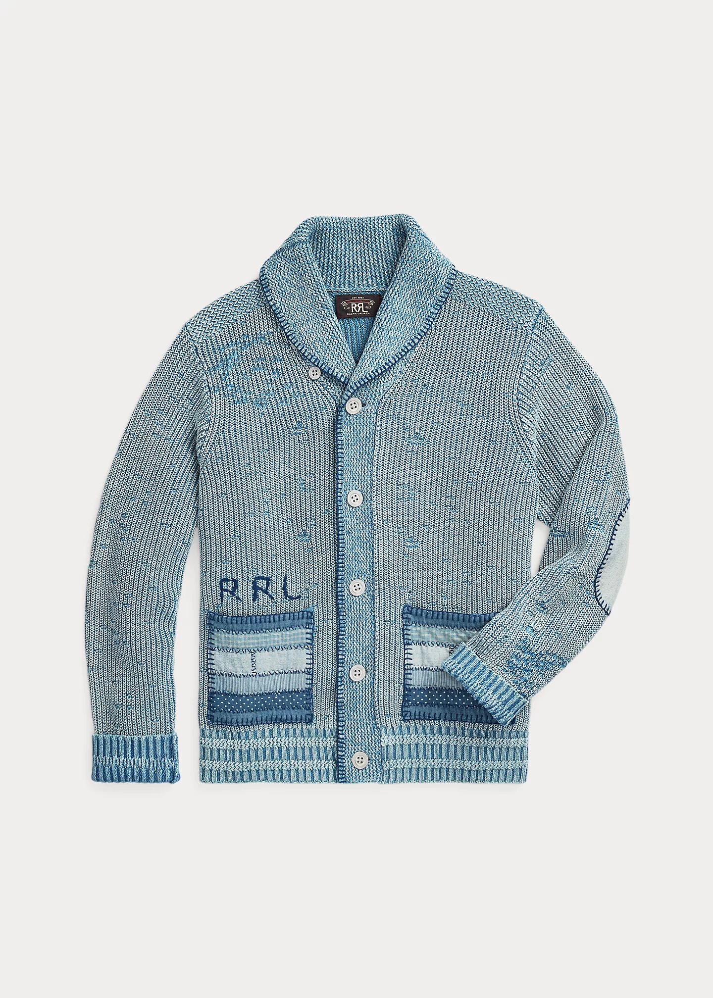 RRL by Ralph Lauren Flag Patchwork Cotton-Blend Cardigan | REVERSIBLE