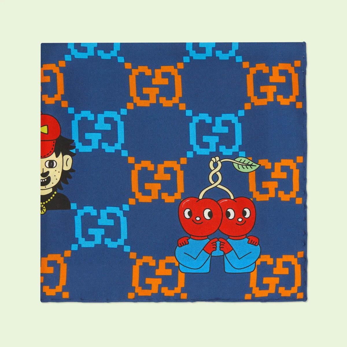 GG emoji print silk pocket square - 2