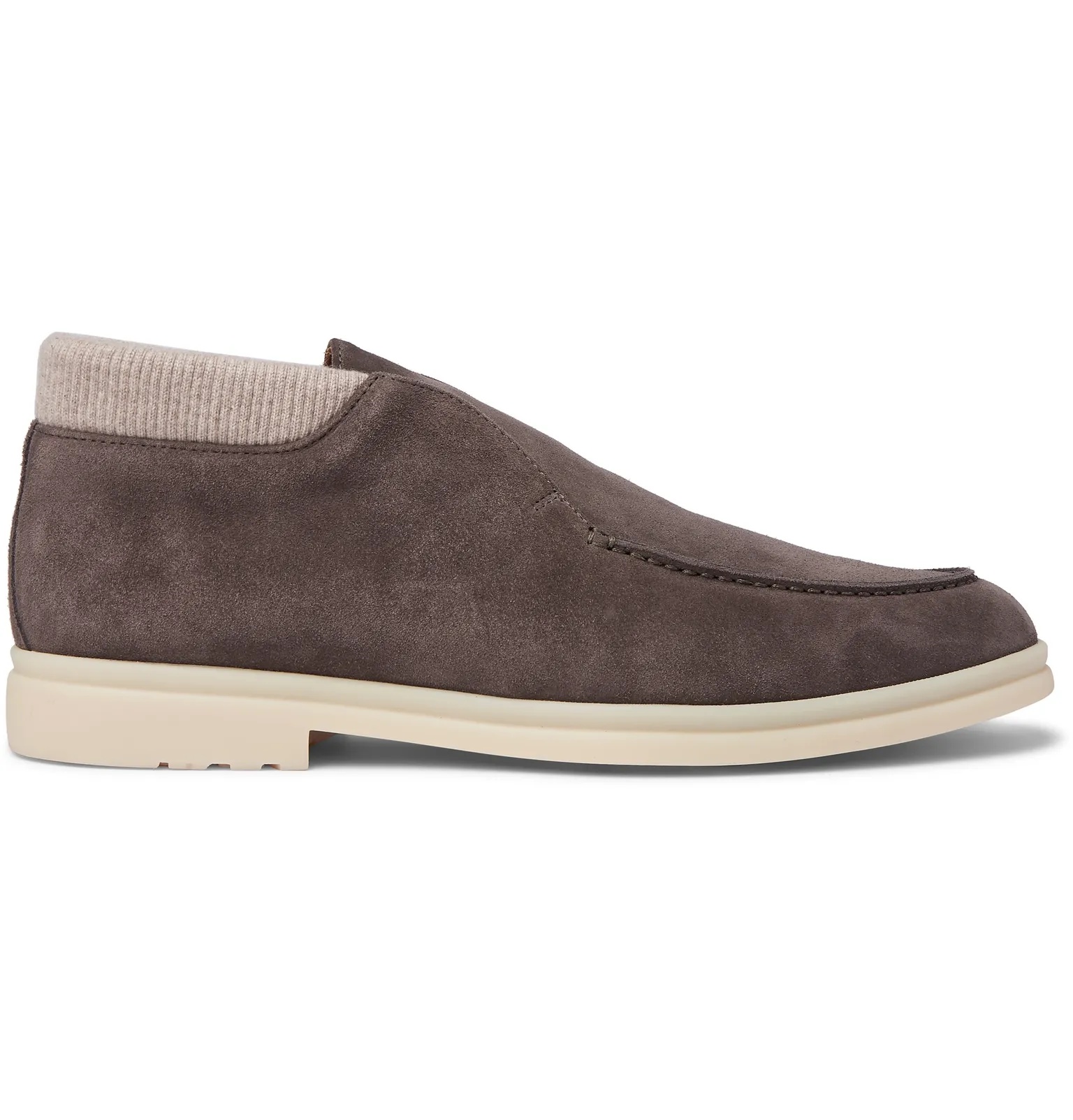 Open Wintery Walk Cashmere-Trimmed Suede Boots - 1