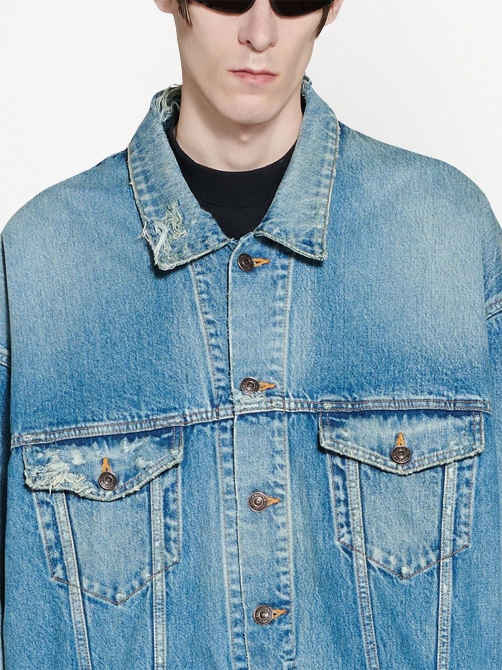 distressed denim jacket - 5