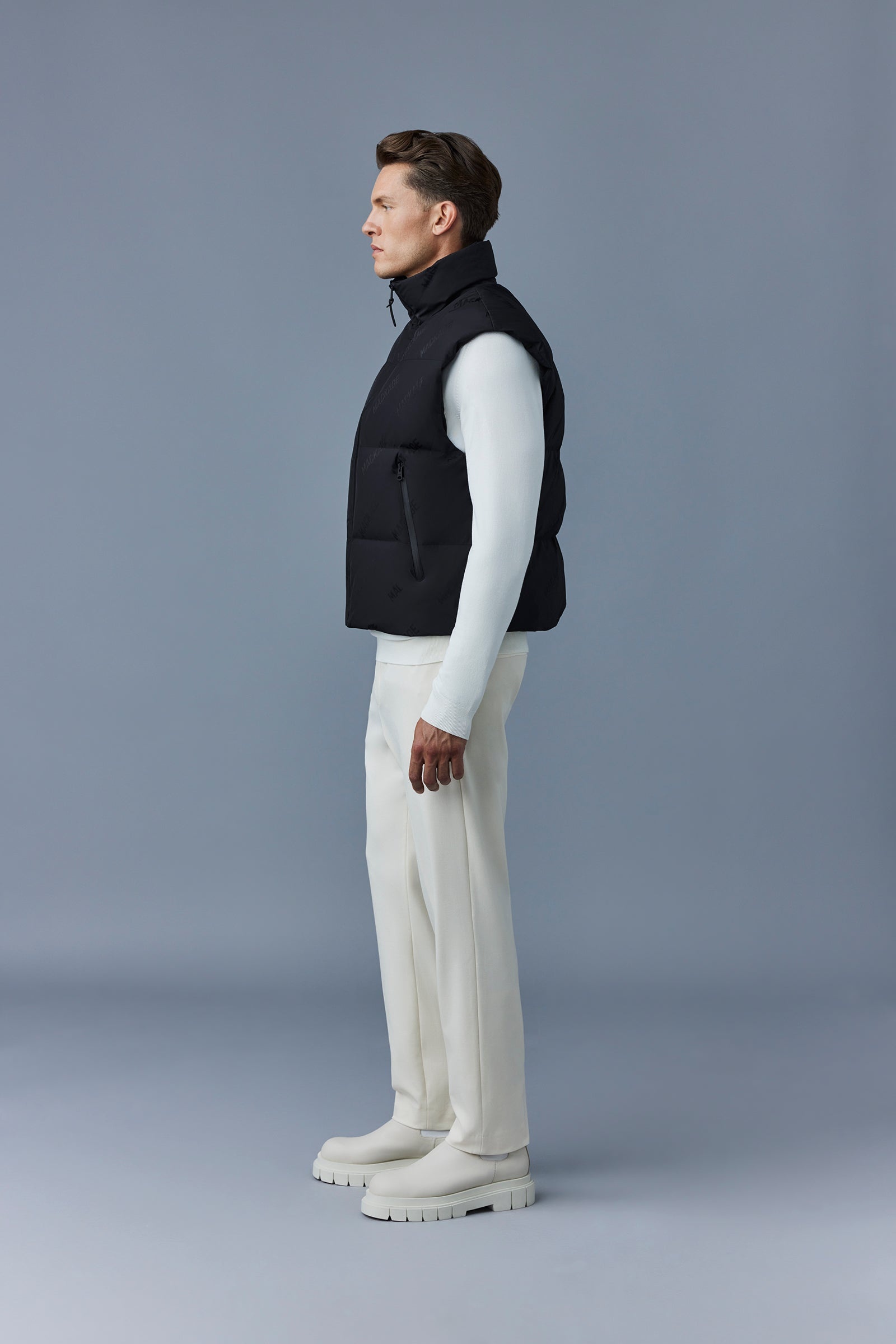 LARRY-CITYMG Jacquard logo pattern down vest - 4