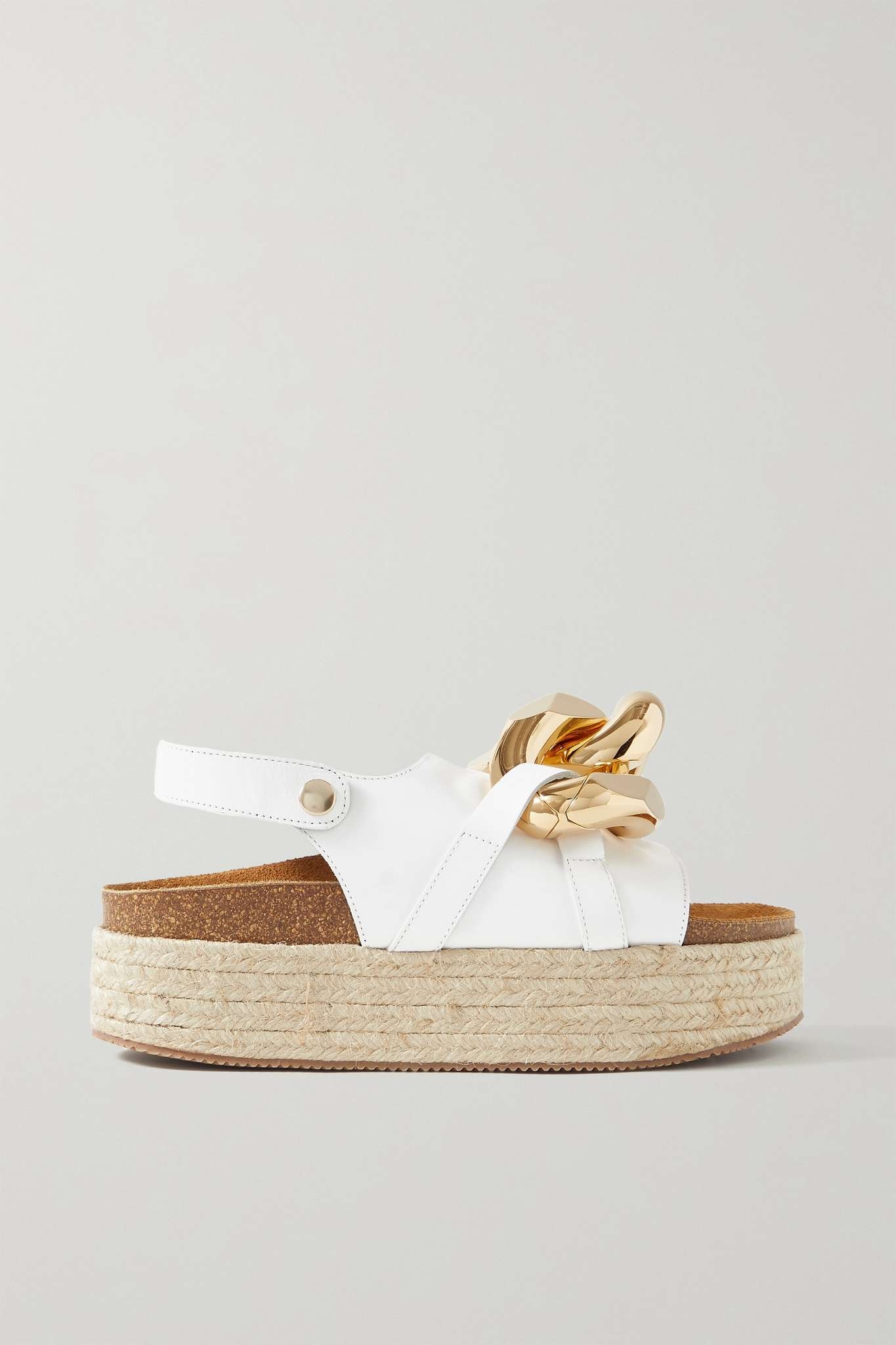 Chain-embellished leather espadrille platform sandals - 1