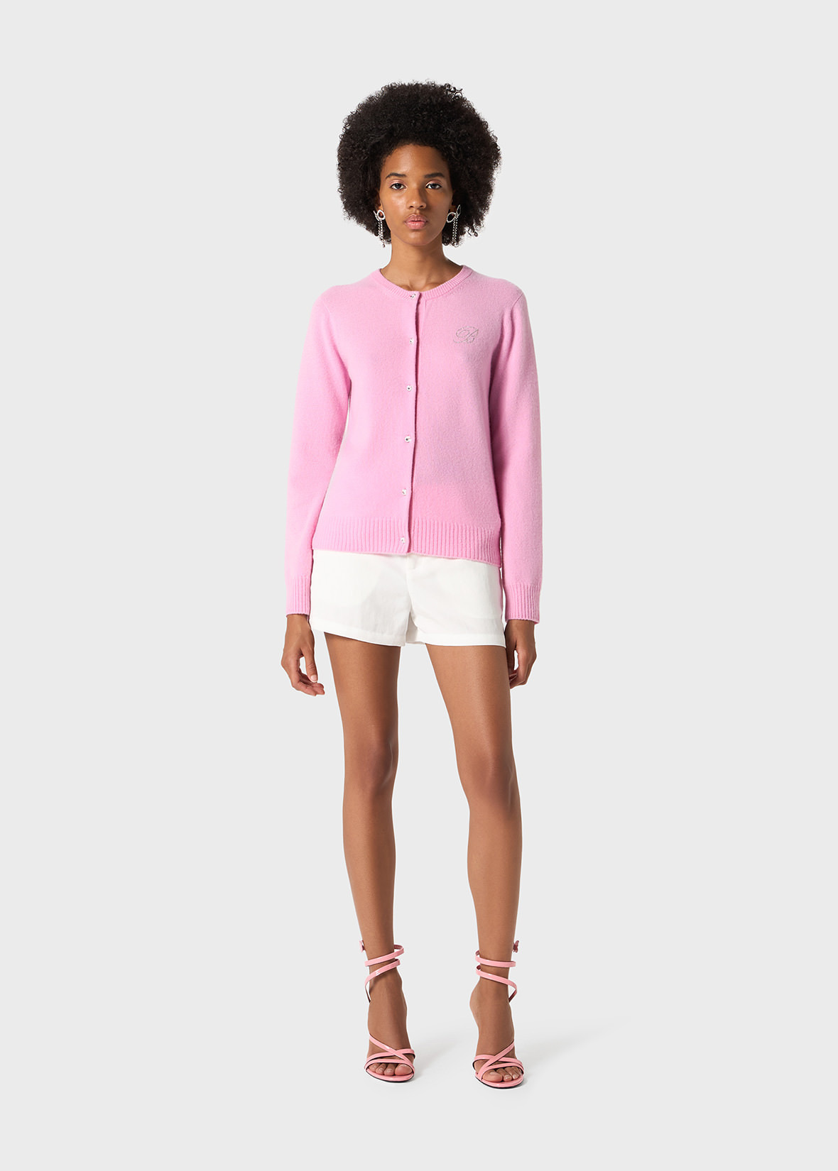SHORTS IN FLUID GABARDINE WITH ROSE DECORATION - 2