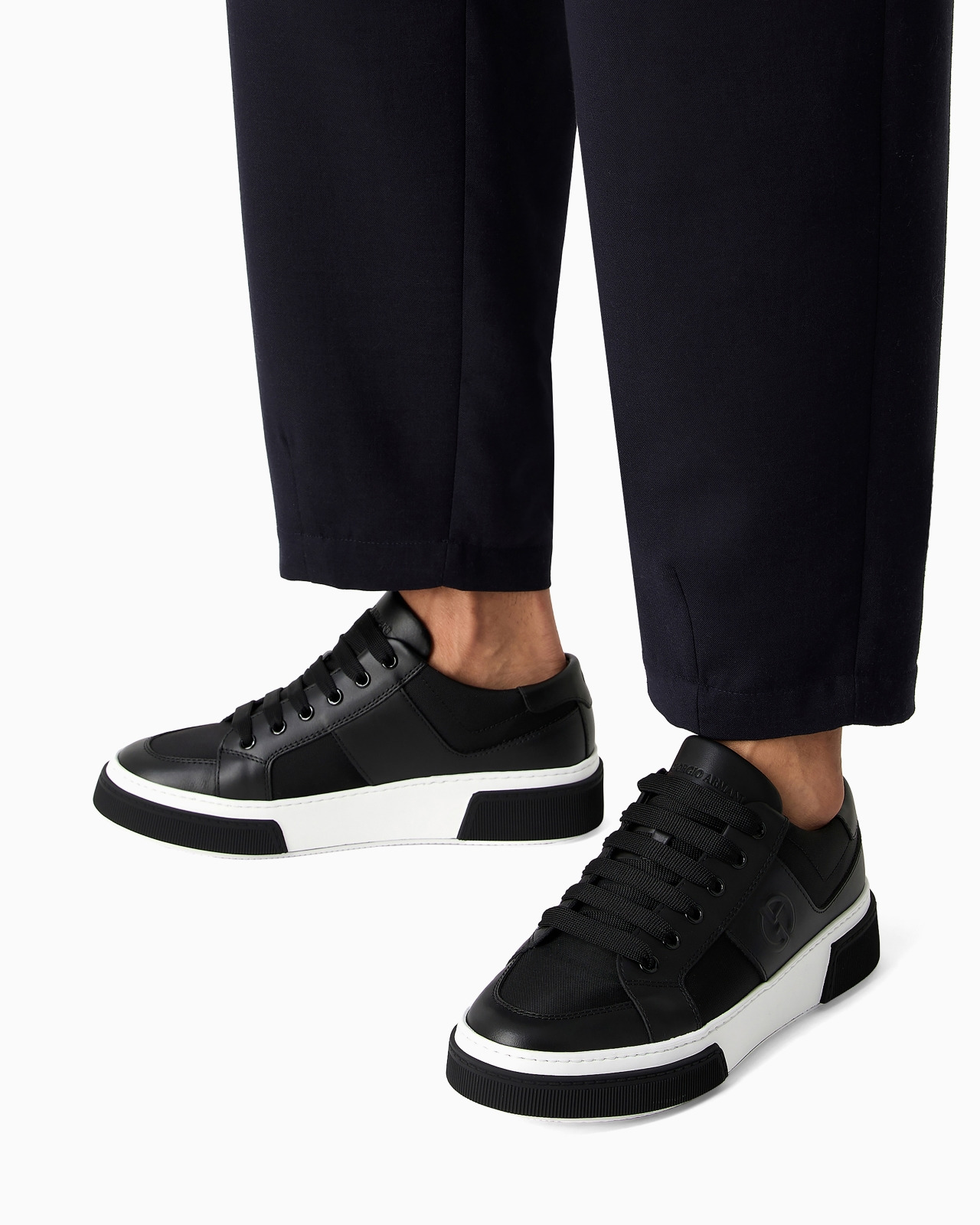Leather and fabric sneakers - 6