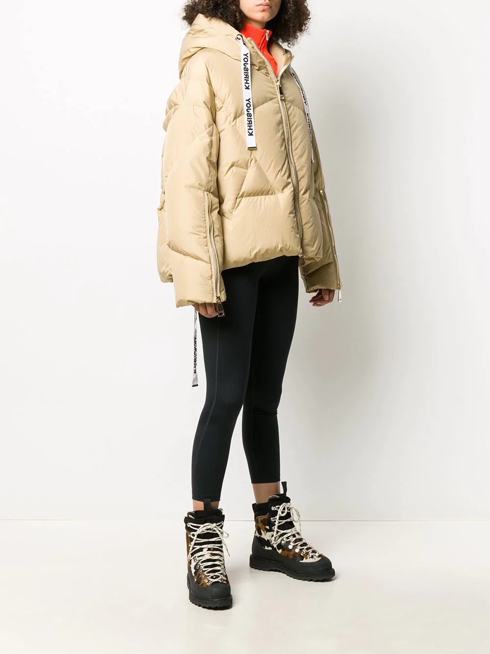 logo drawstring puffer jacket  - 3