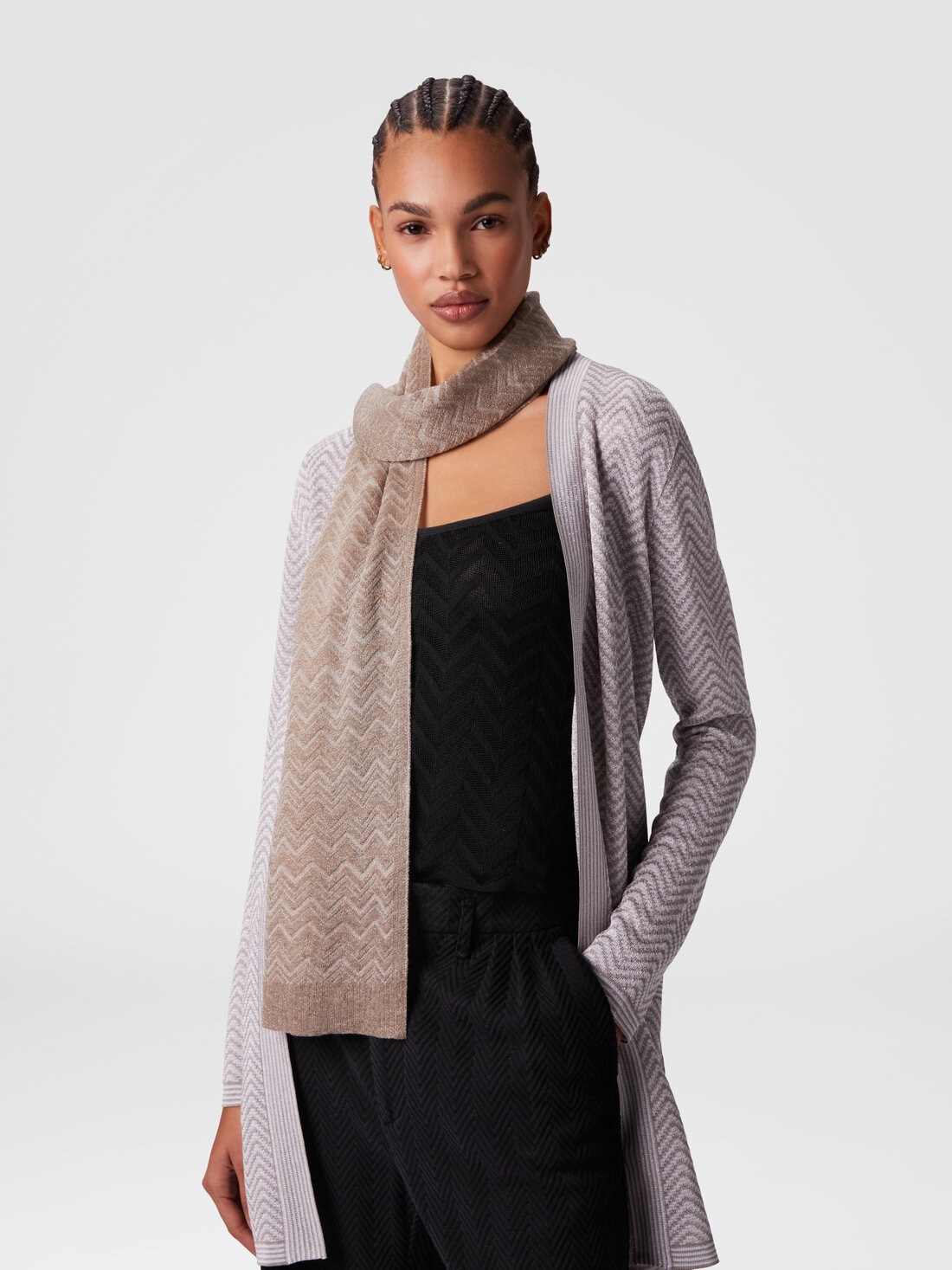 Zig zag viscose blend scarf - 3