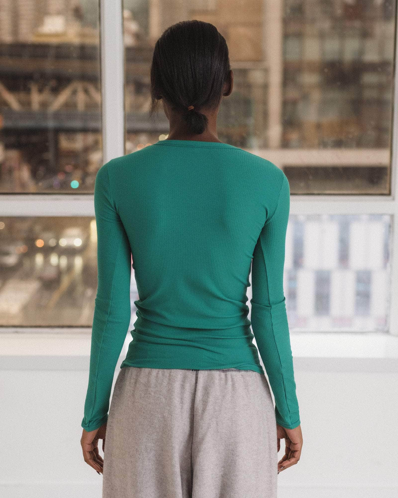 Heart Long Sleeve Tee - Fine Organic Cotton Rib - 2
