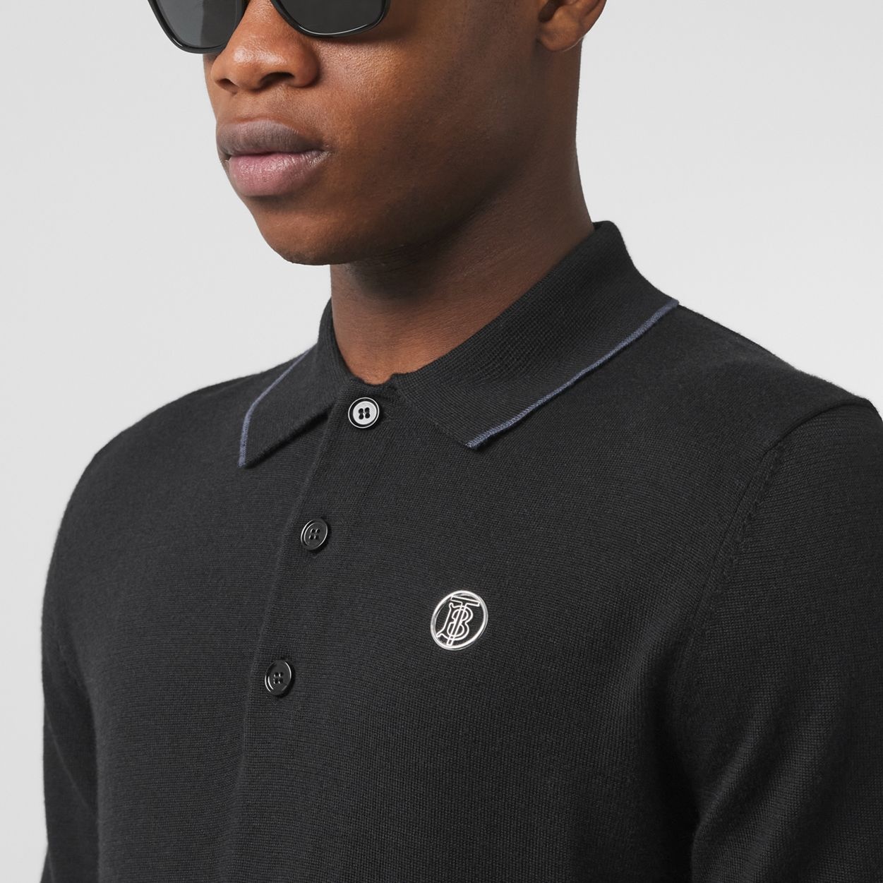 Monogram Motif Wool Silk Cashmere Polo Shirt - 3