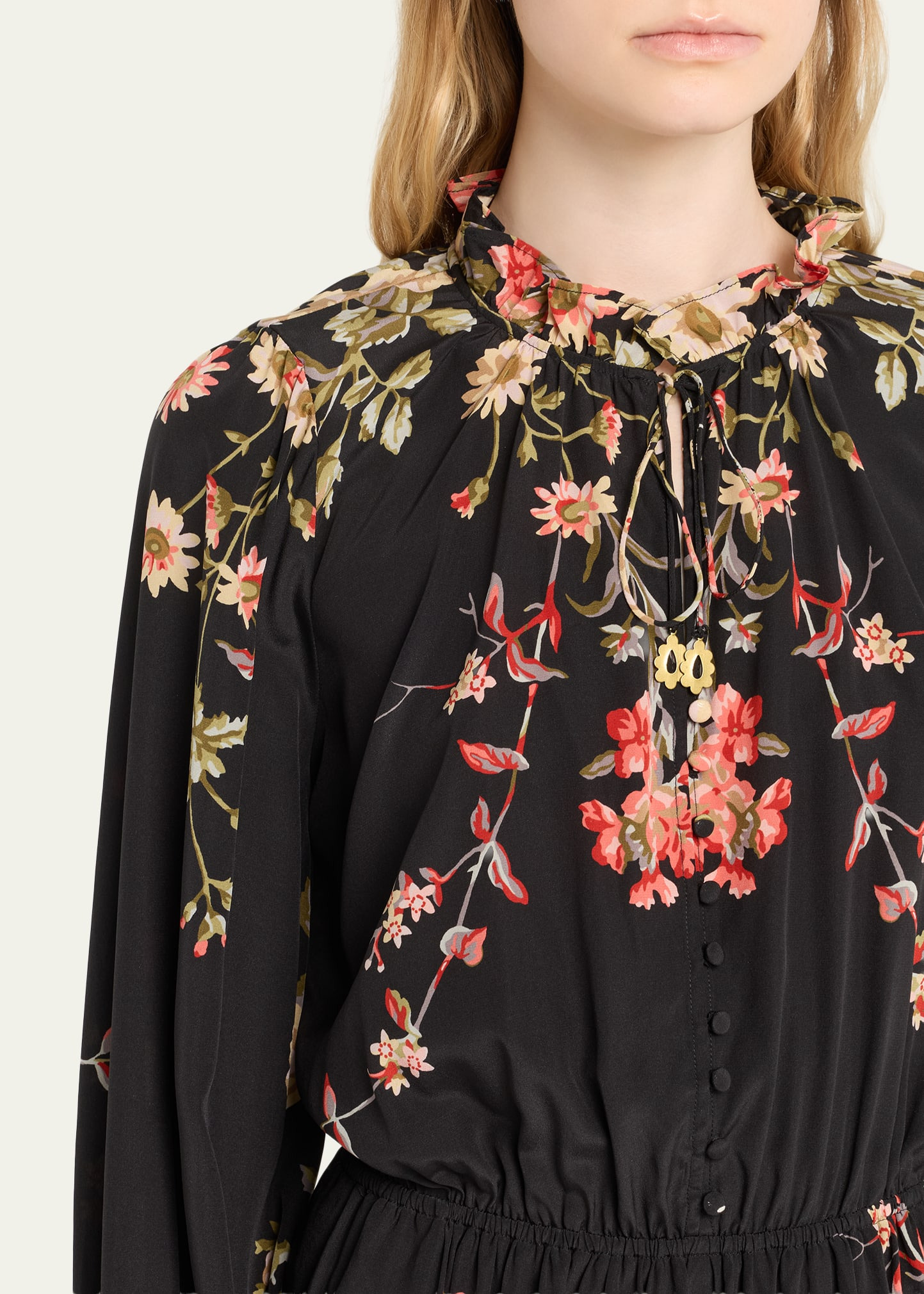 Jolie Floral Long-Sleeve Mini Dress - 5