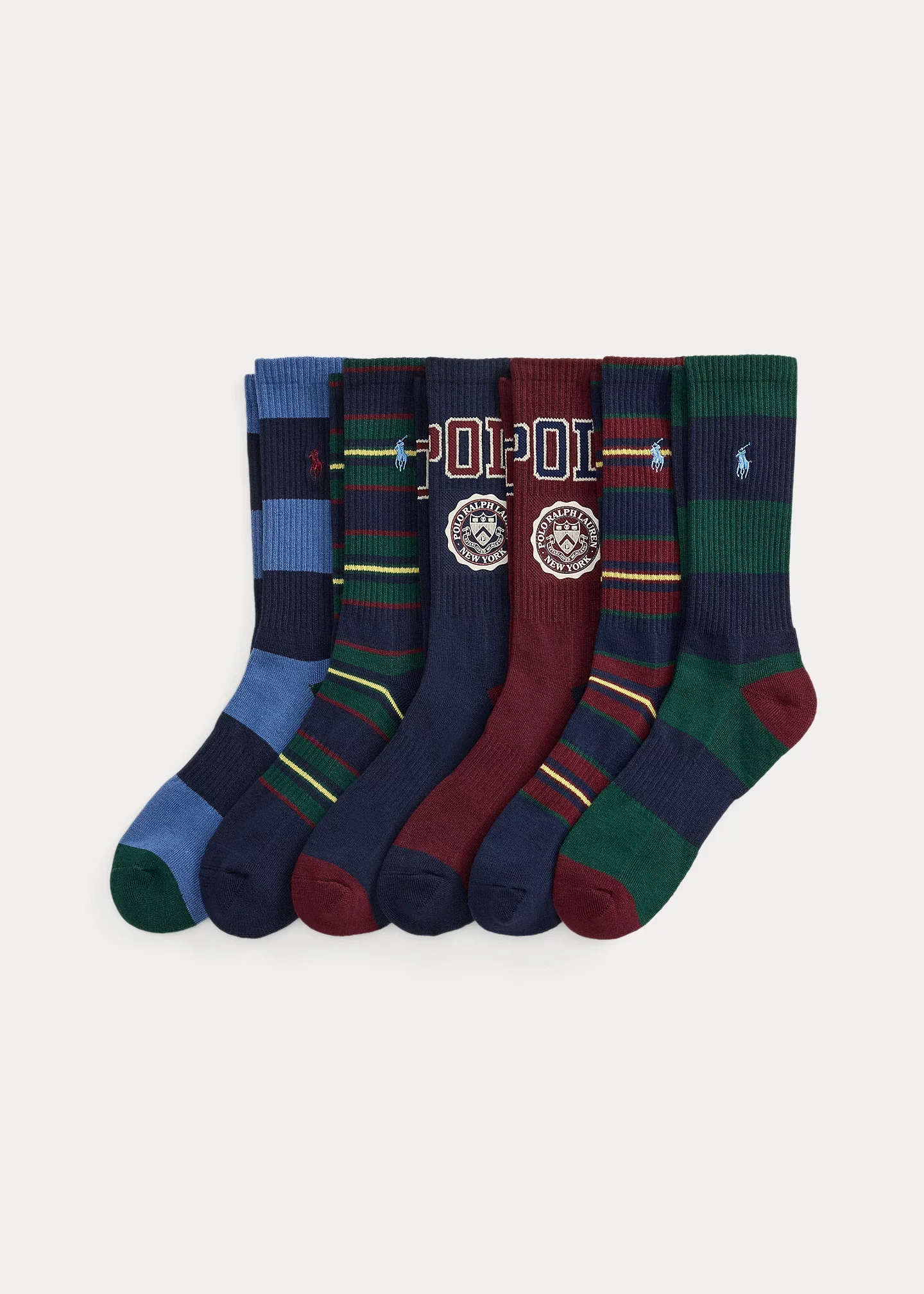 Crest & Striped Crew Sock 6-Pack - 1