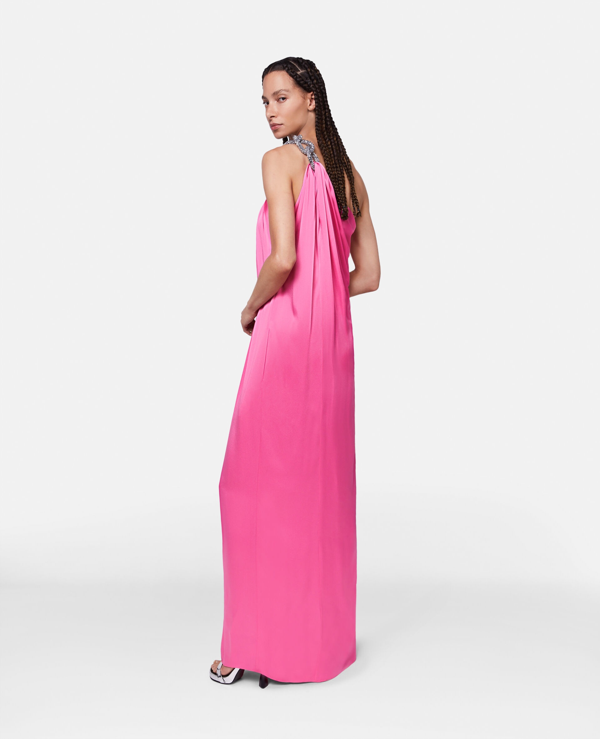 Falabella Crystal Chain Double Satin One-Shoulder Gown - 3