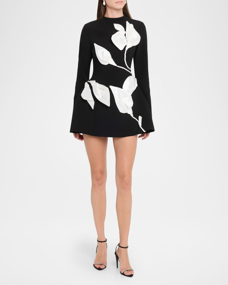Acler Kadence Long-Sleeve Floral Appliqué Dress outlook