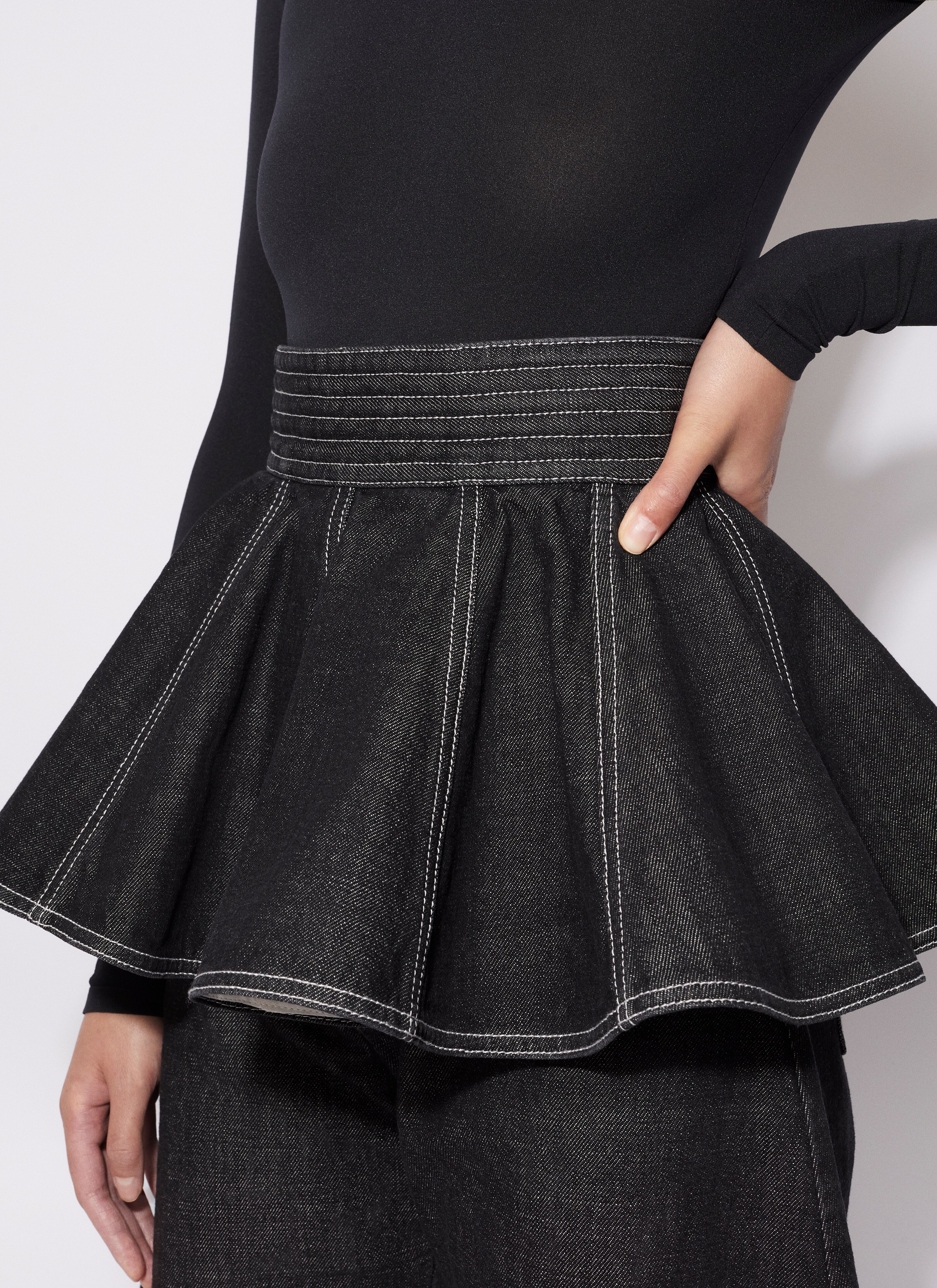BLACK DENIM SKIRT BELT - 5