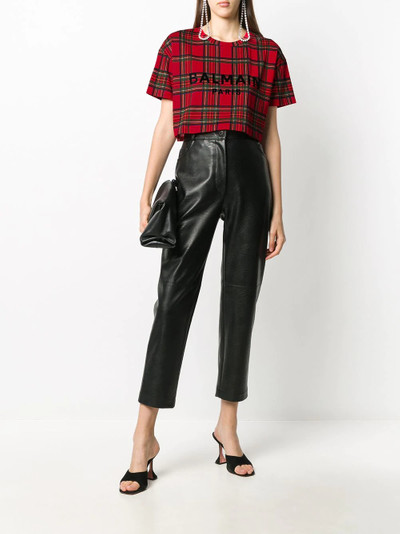 Balmain logo print cropped T-shirt  outlook