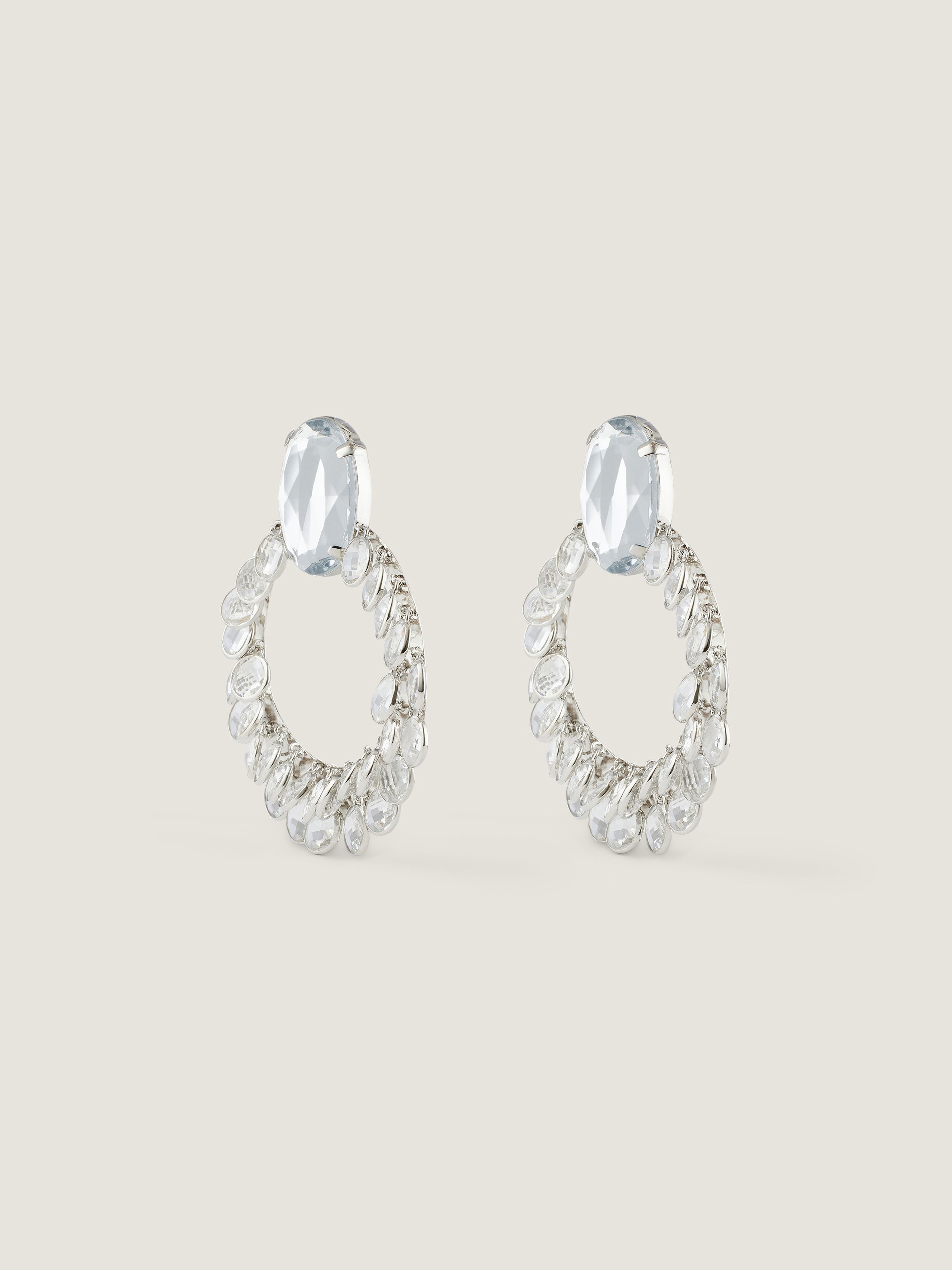 BROKEN CHANDELIER CLIP EARRINGS IN METAL AND CRYSTALS - 3