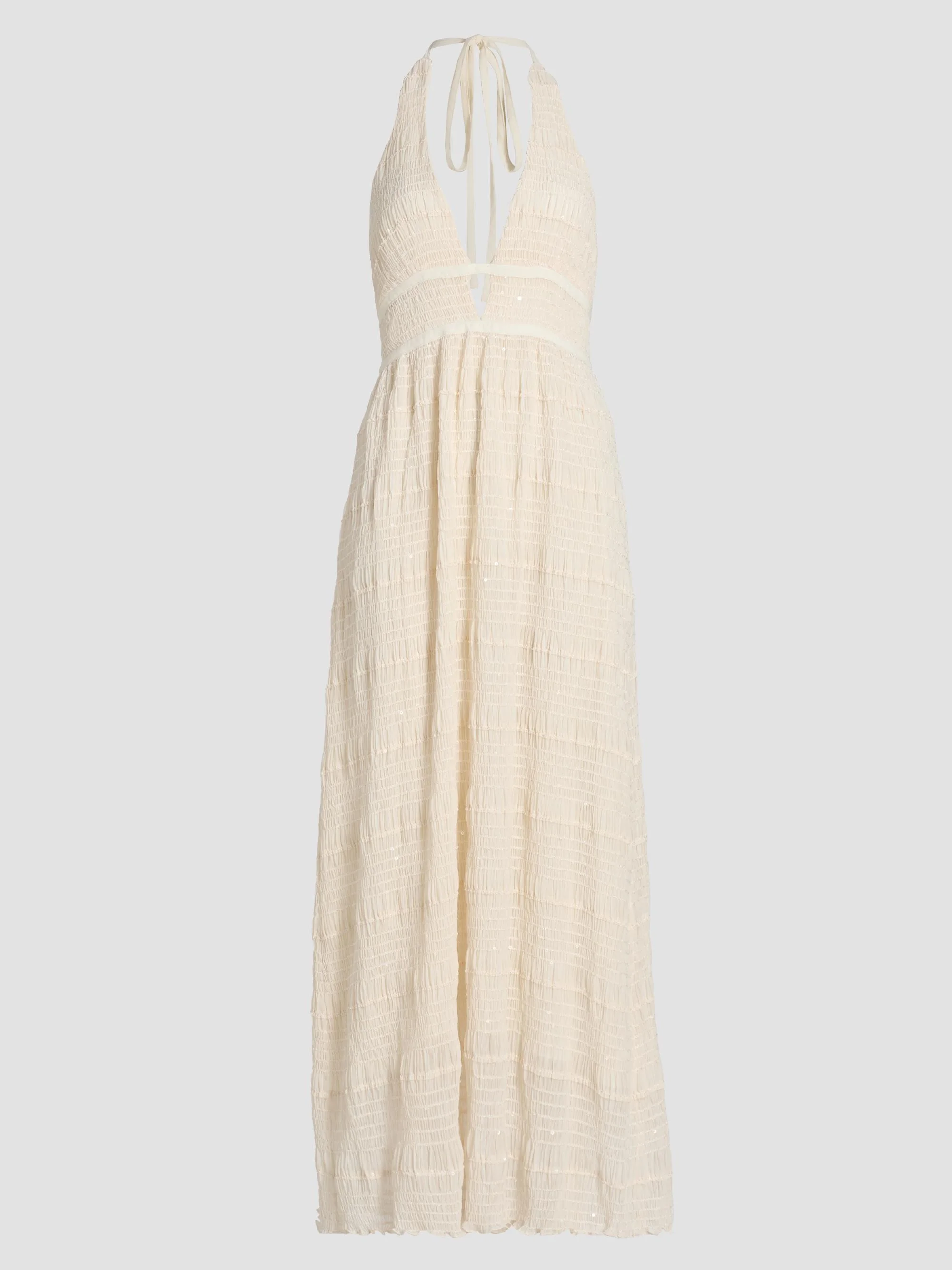 Women's Hazel Halterneck Embellished Maxi Dress - Bone Chiffon - 1