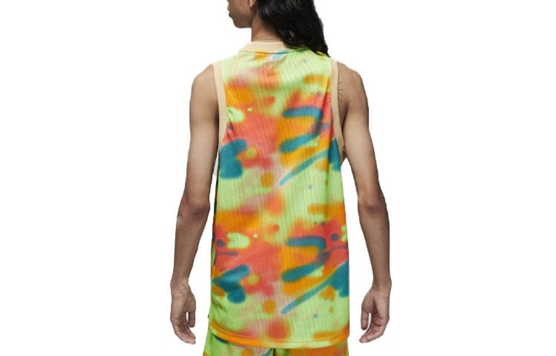 Jordan Air Jordan Casual Contrasting Colors Alphabet Printing Mesh Round Neck Sports Vest Multicolor DQ8029 outlook