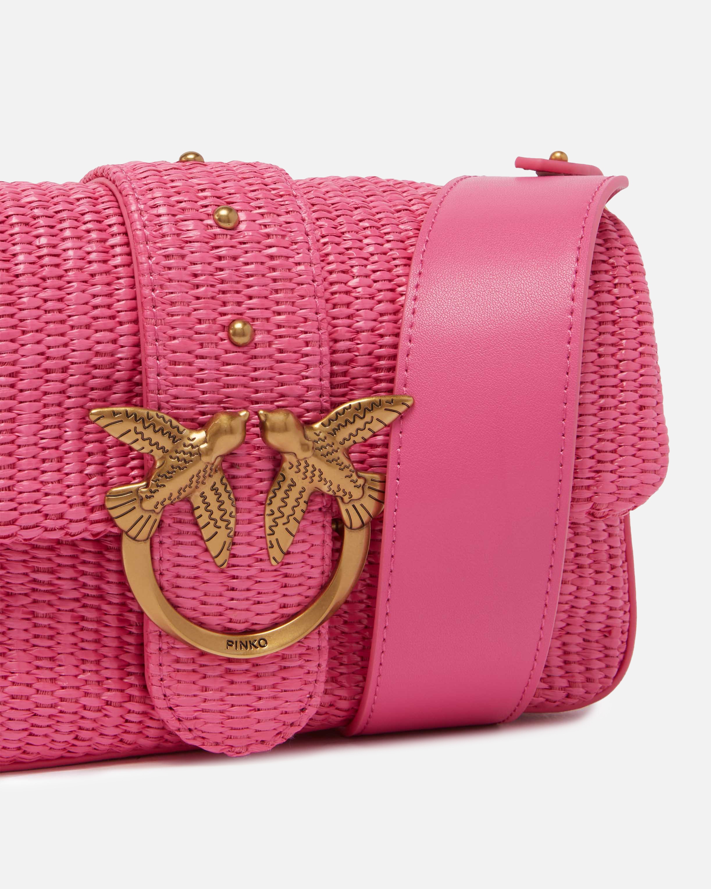 MINI LOVE BAG SLOUCHY SMALL SHOULDER BAG IN RAFFIA WITH DOUBLE SHOULDER STRAP - 3