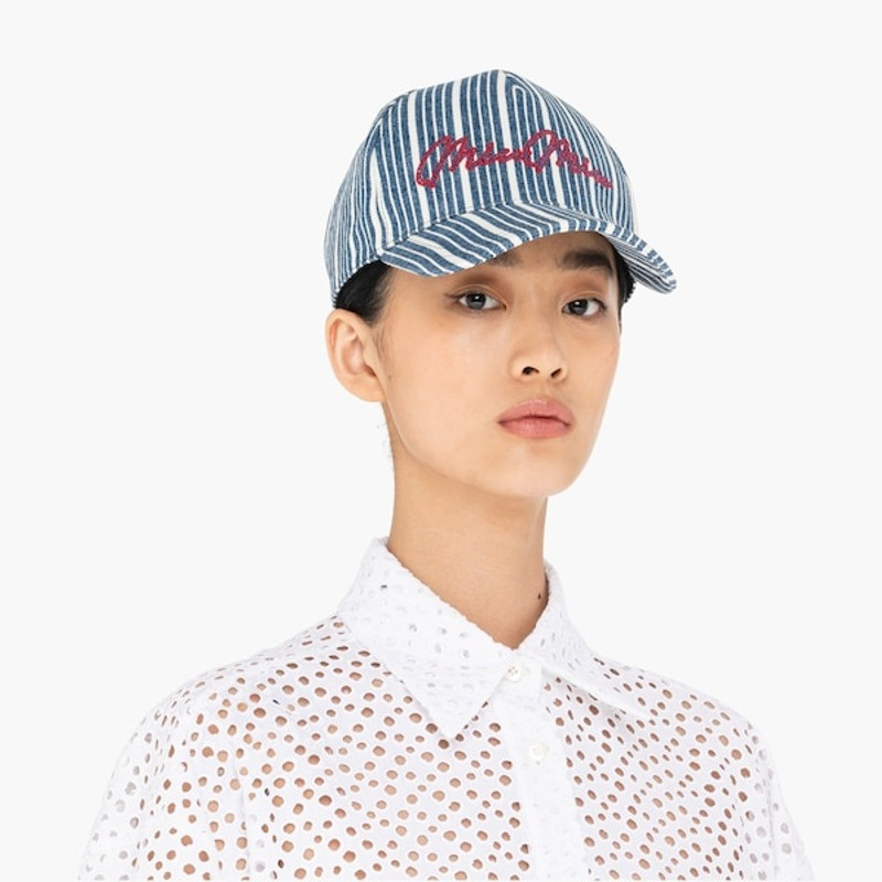 Printed denim baseball cap 6
