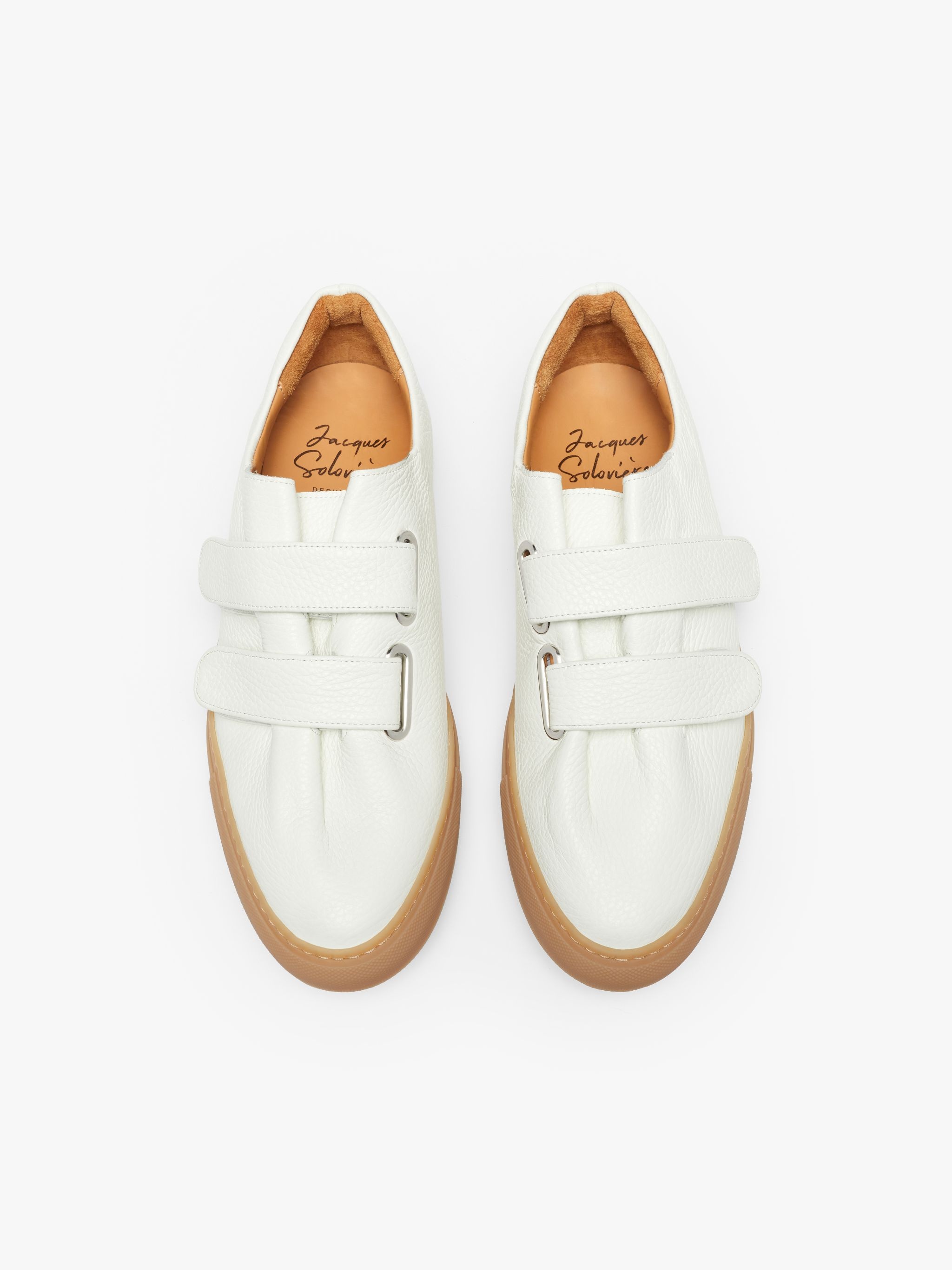 JACQUES SOLOVIÈRE WHITE LEATHER VELCRO® SNEAKERS - 3