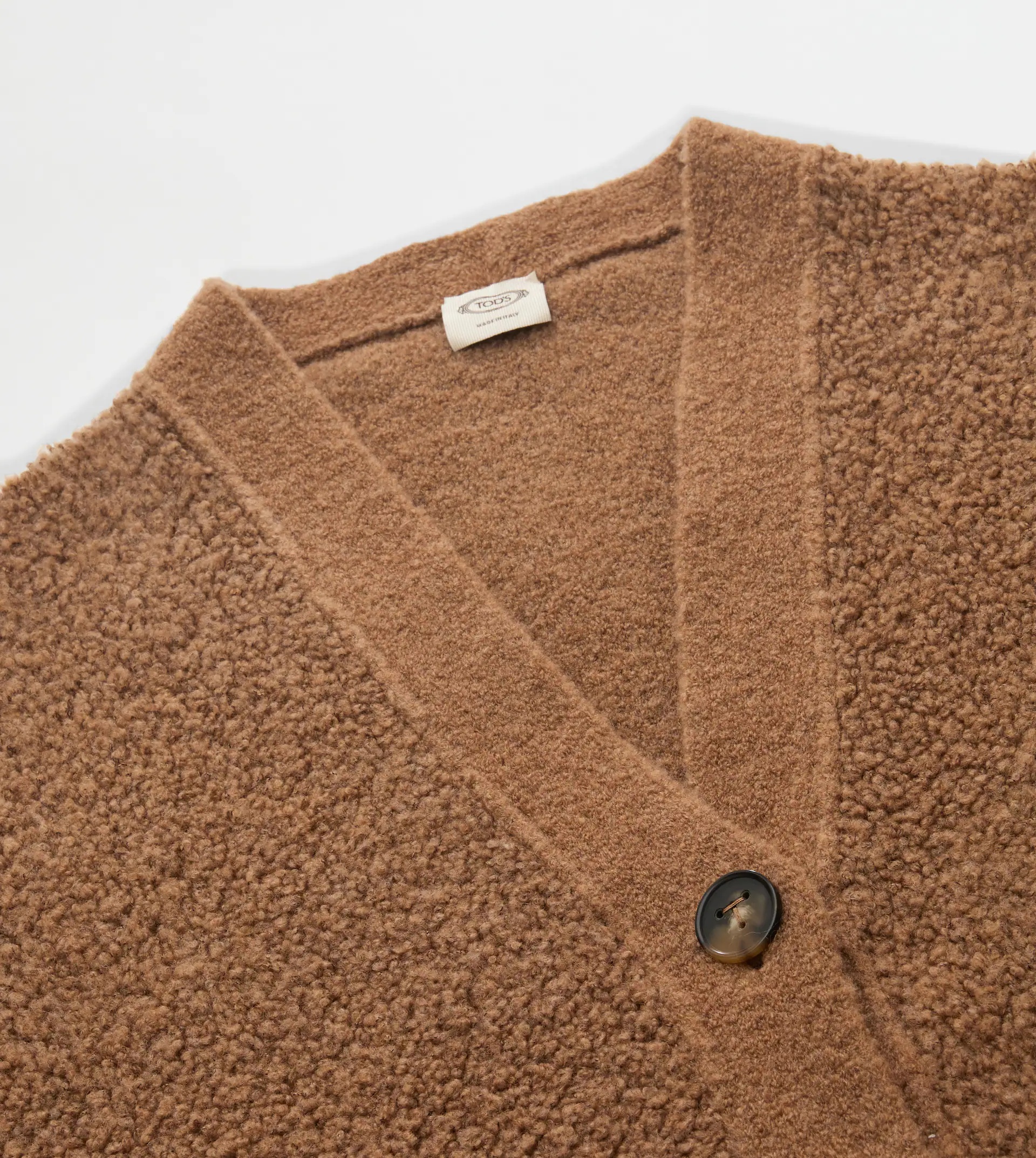 CARDIGAN IN BOUCLÉ KNIT - BROWN - 2