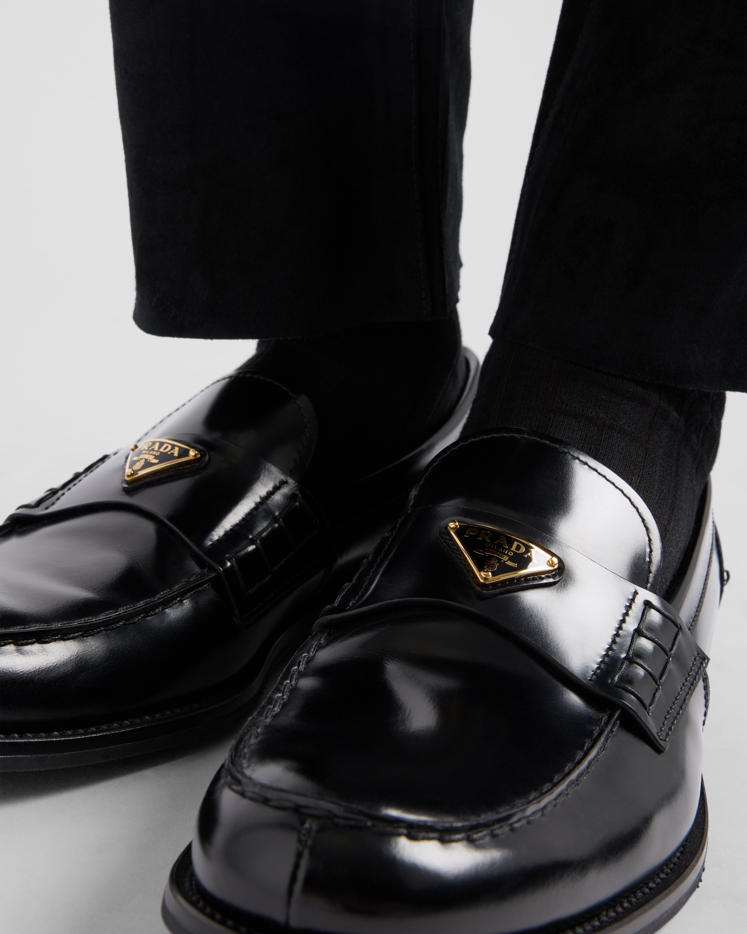 Brushed leather loafers - 3