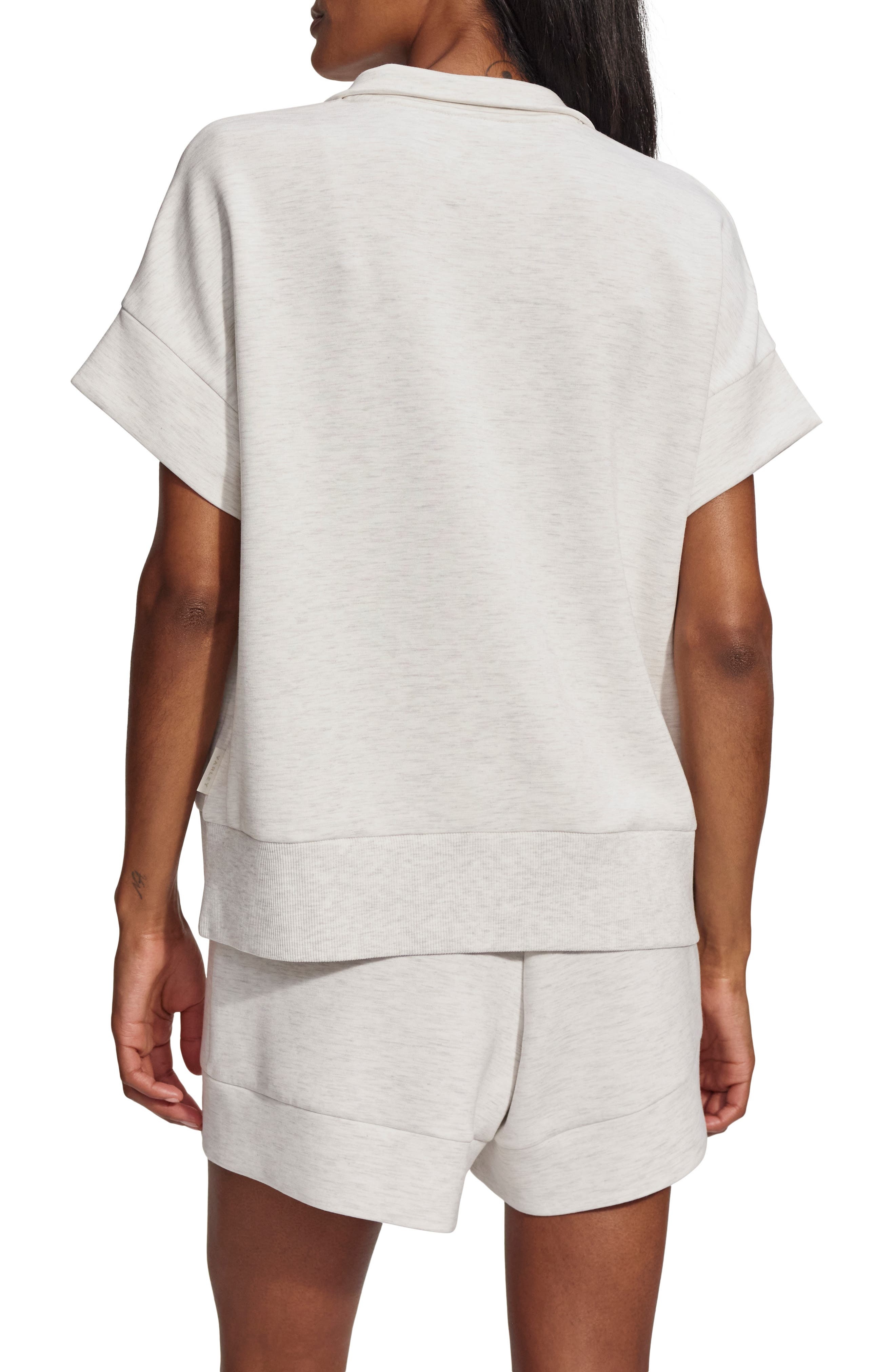Varley Ritchie Short Sleeve Half Zip in Ivory Marl at Nordstrom - 2