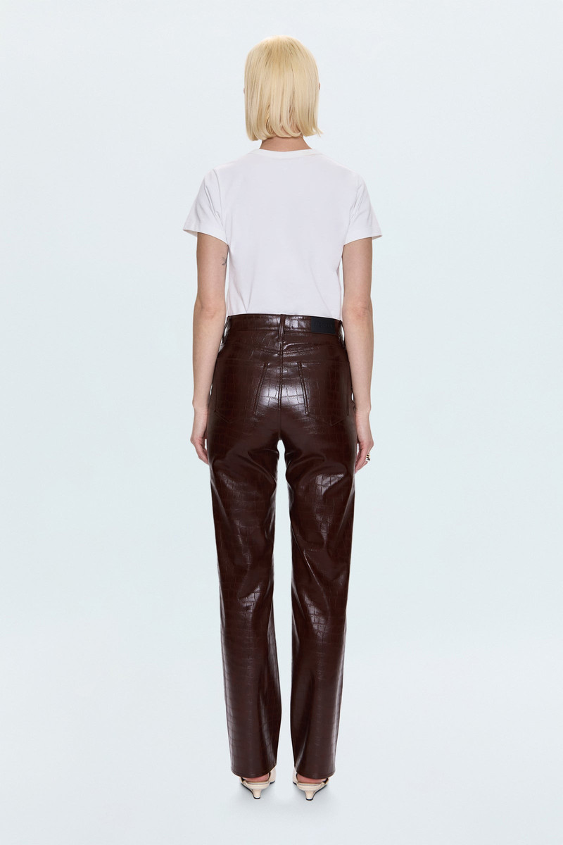 CASSIE SUPER HIGH RISE STRAIGHT PANT - TOBACCO CROC 5