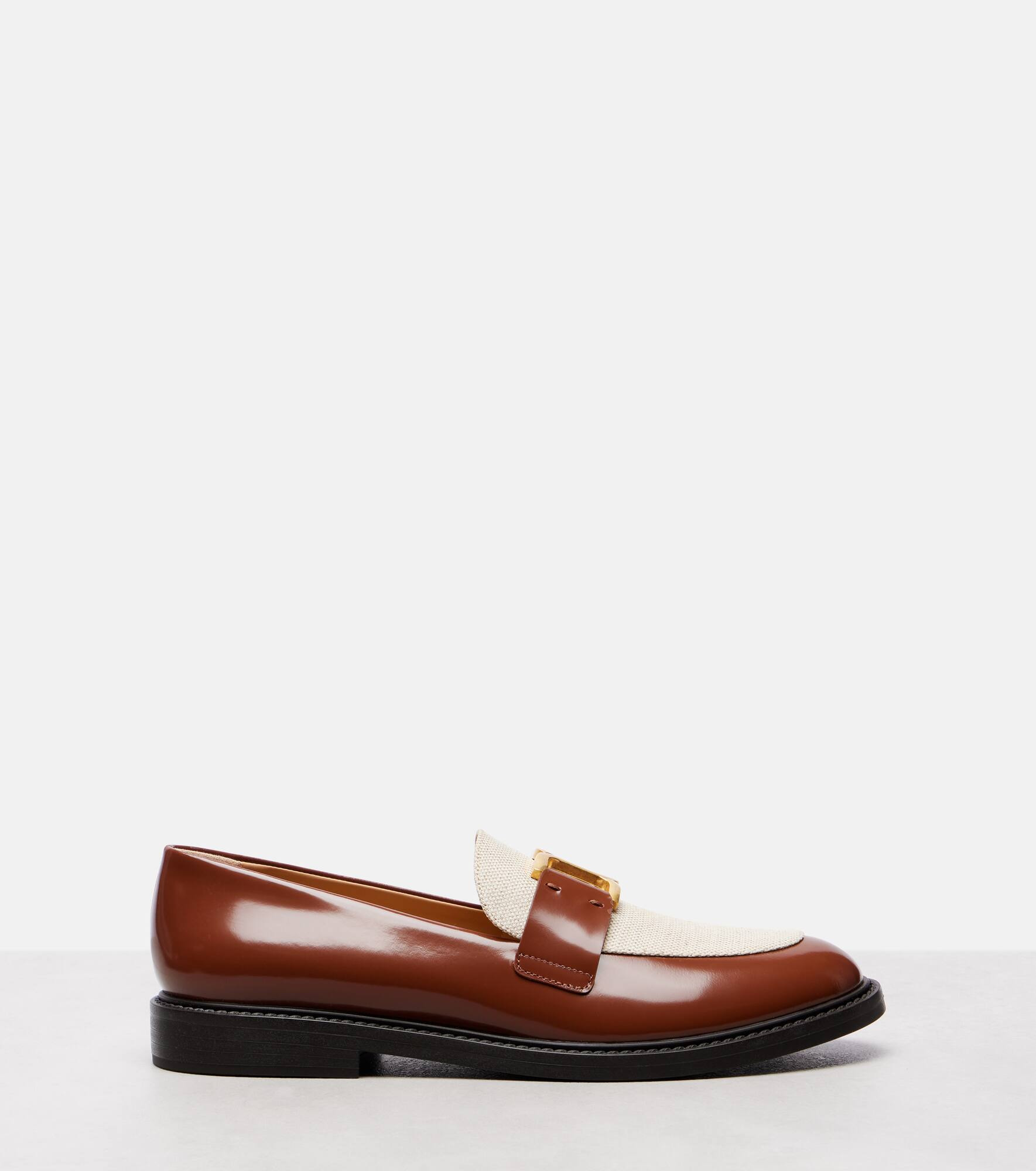 Marcie leather and canvas loafers - 4