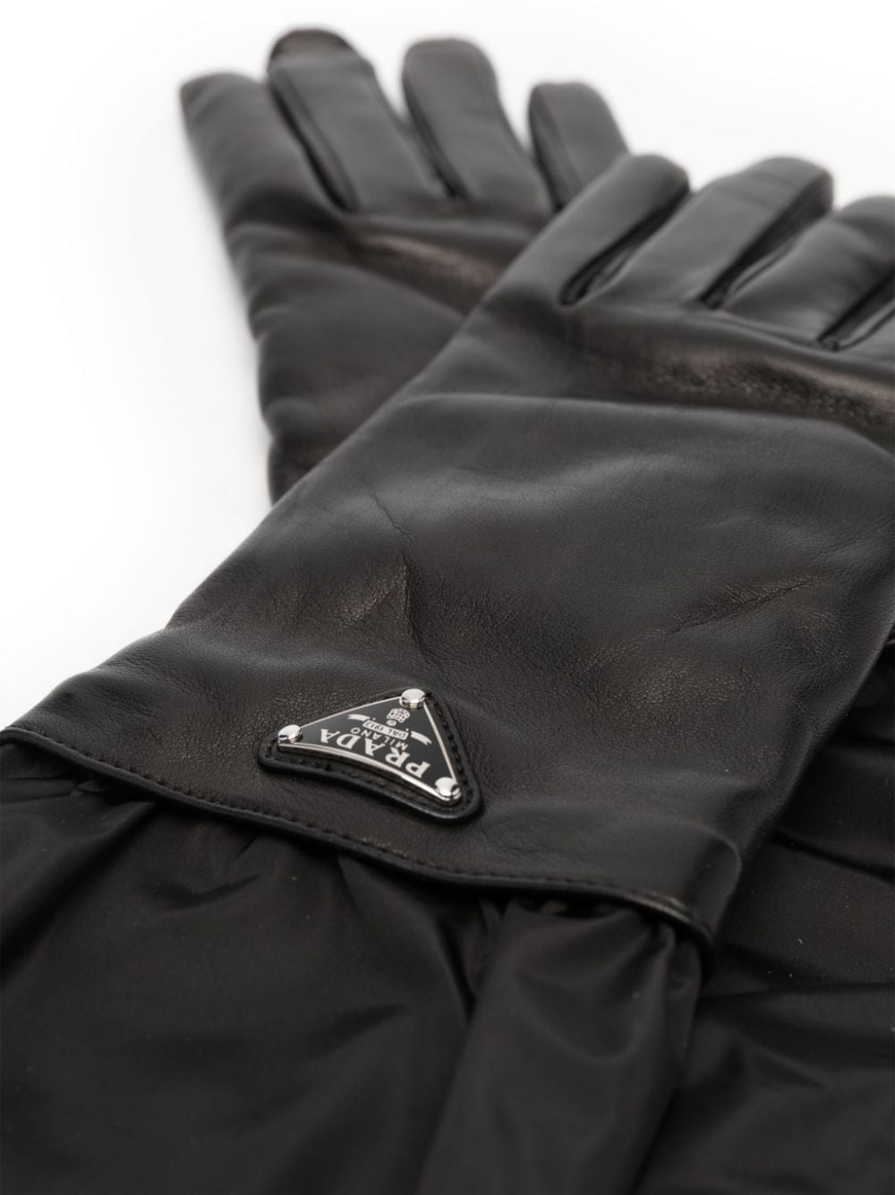enamel-logo leather gloves - 2