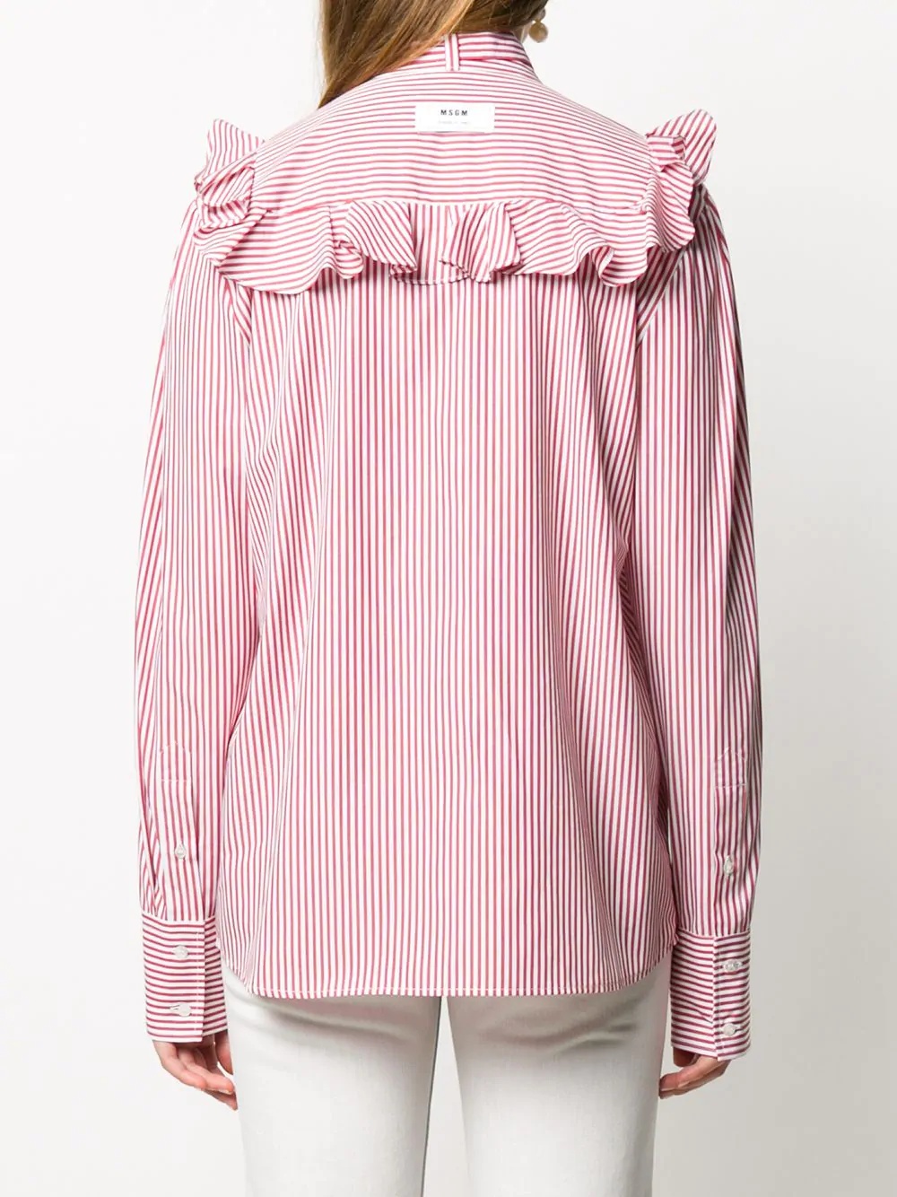 ruffle-trim striped shirt - 4