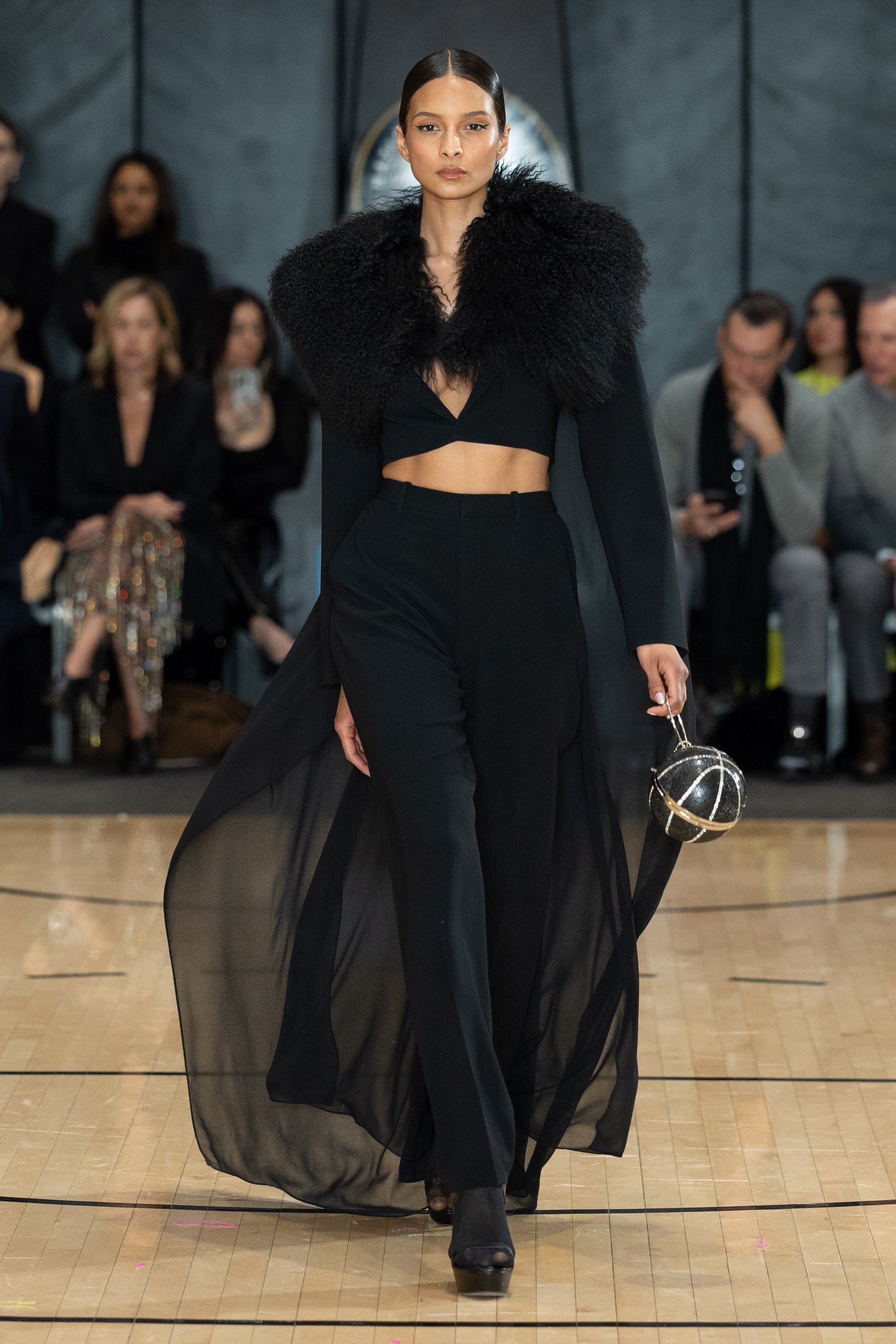 Matte Crepe Cropped Combo Jacket With Mongolian - 1