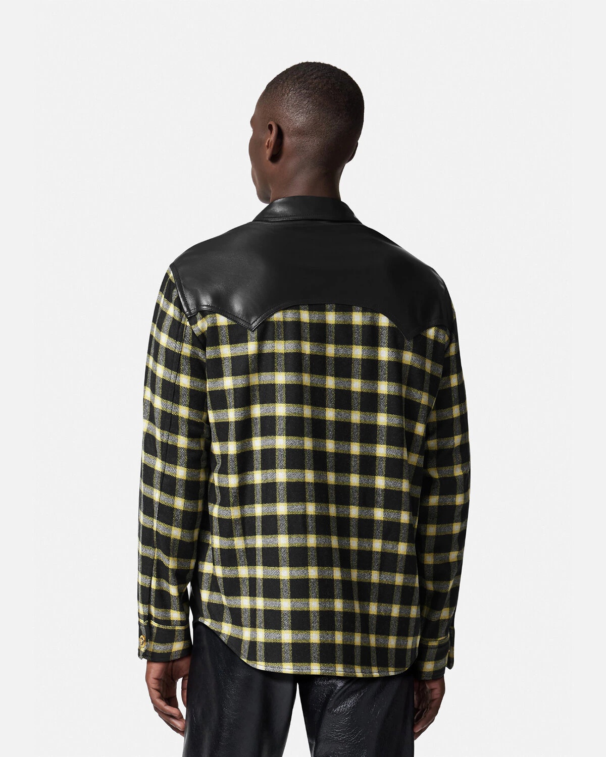 Medusa Checked Leather Blouson Jacket - 4