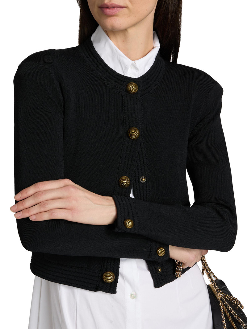 Women's Patsy Crewneck Crop Cardigan - Black Gold 6