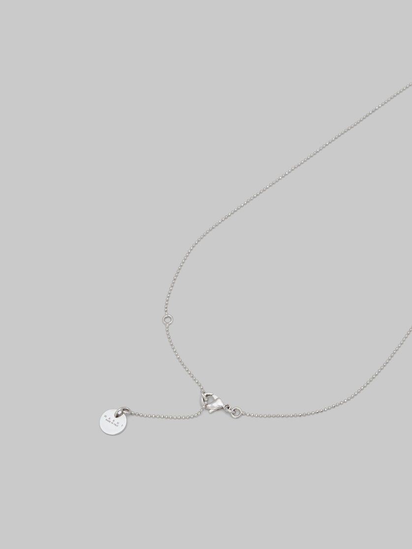 PALLADIUM BALL CHAIN NECKLACE WITH DAISY PENDANT - 4