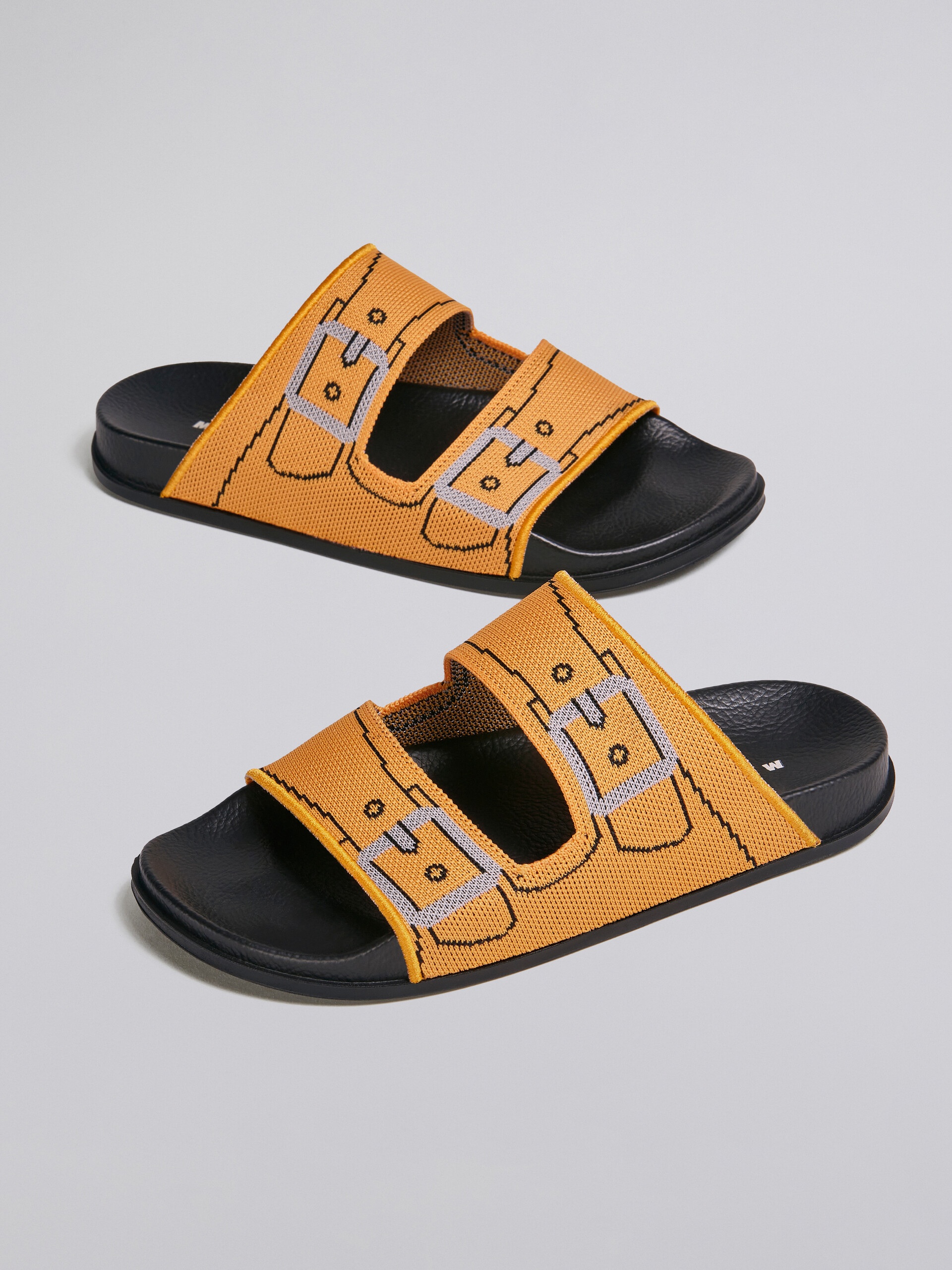 ORANGE TROMPE L'ŒIL JACQUARD TWO-STRAP SLIDE - 5