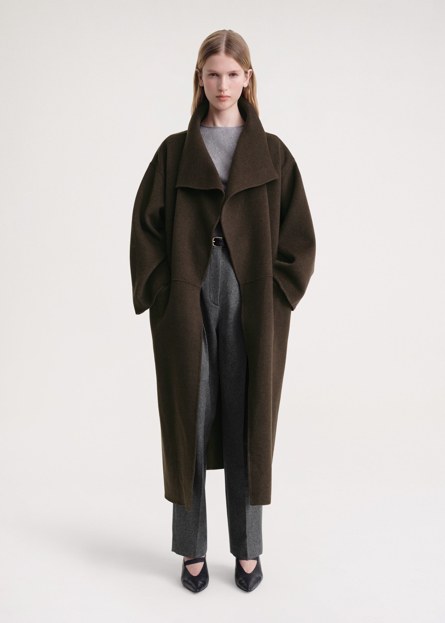 Signature wool cashmere coat chocolate melange - 2