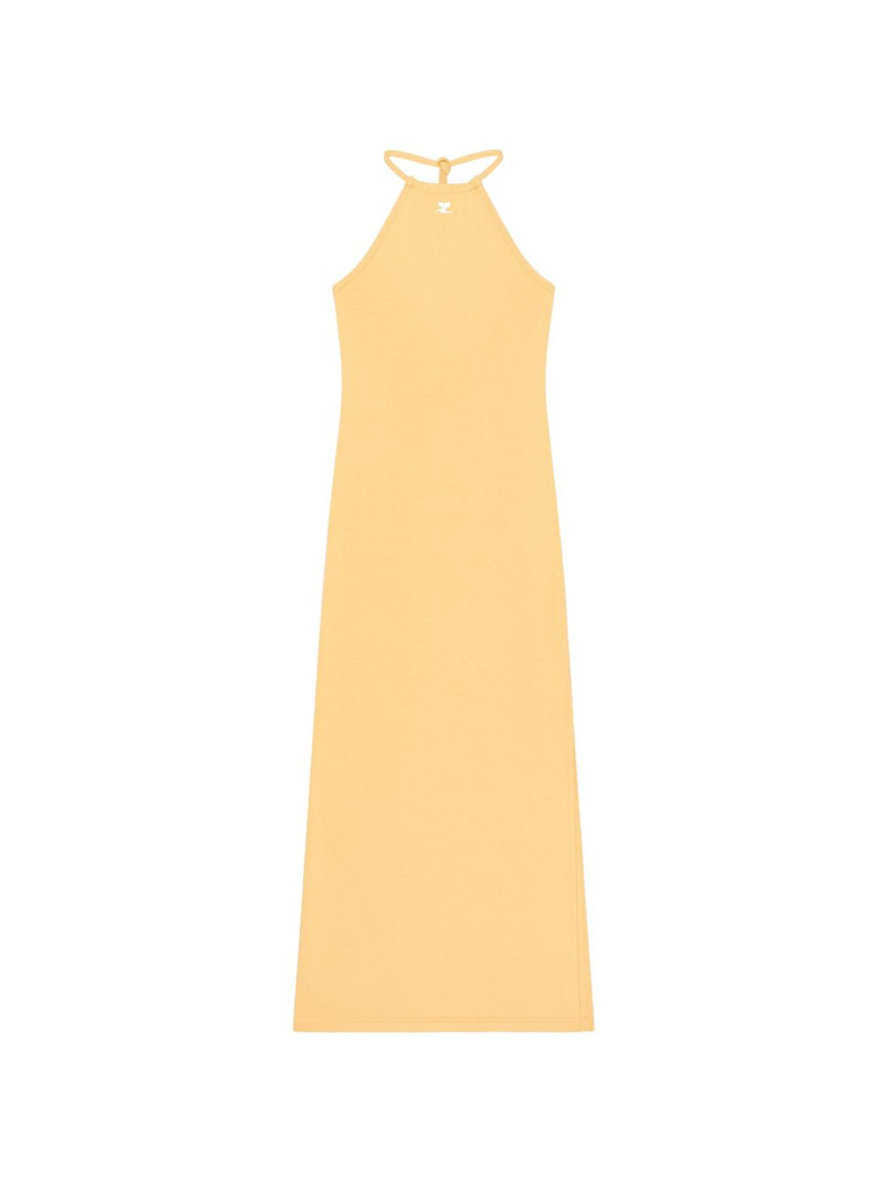 logo-embroidered halterneck dress 1