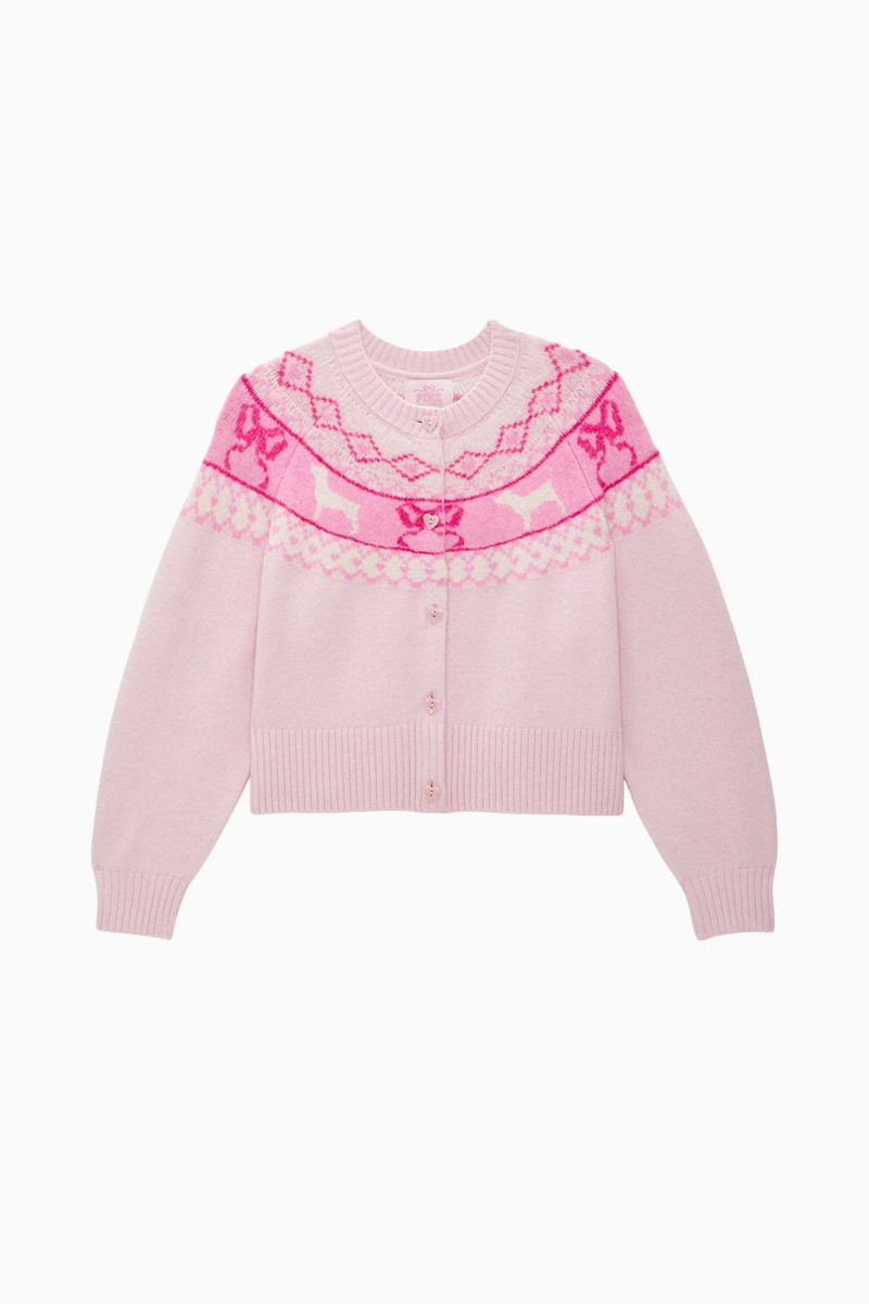PINK x LoveShackFancy Fairisle Boxy Crew Cardigan Sweater 1